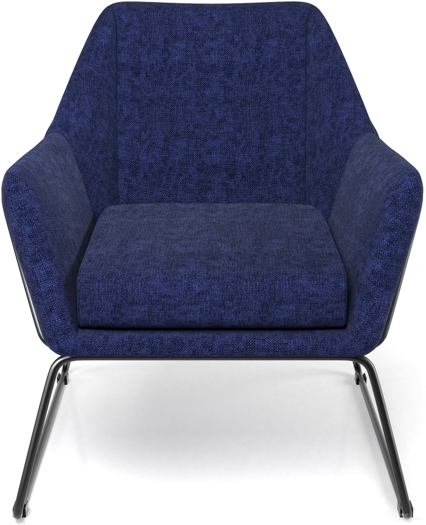 The appearance of Caine Fabric Accent Chair with Black Powder Coated Sled Base In Navy Blue designed by Aeon in the modern / contemporary interior design. This navy blue piece of furniture  was selected by 1StopBedrooms from  to add a touch of cosiness and style into your home. Sku: AE9104-Navy. Material: Plywood.