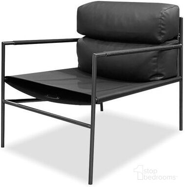 The appearance of Caja Lounge Chair Black Powder Coated Steel Legs In Panther Black designed by Mobital in the  interior design. This panther black piece of furniture  was selected by 1StopBedrooms from Caja Collection to add a touch of cosiness and style into your home. Sku: LCH-CAJA-BLAC-PCBLA. Material: Leather.