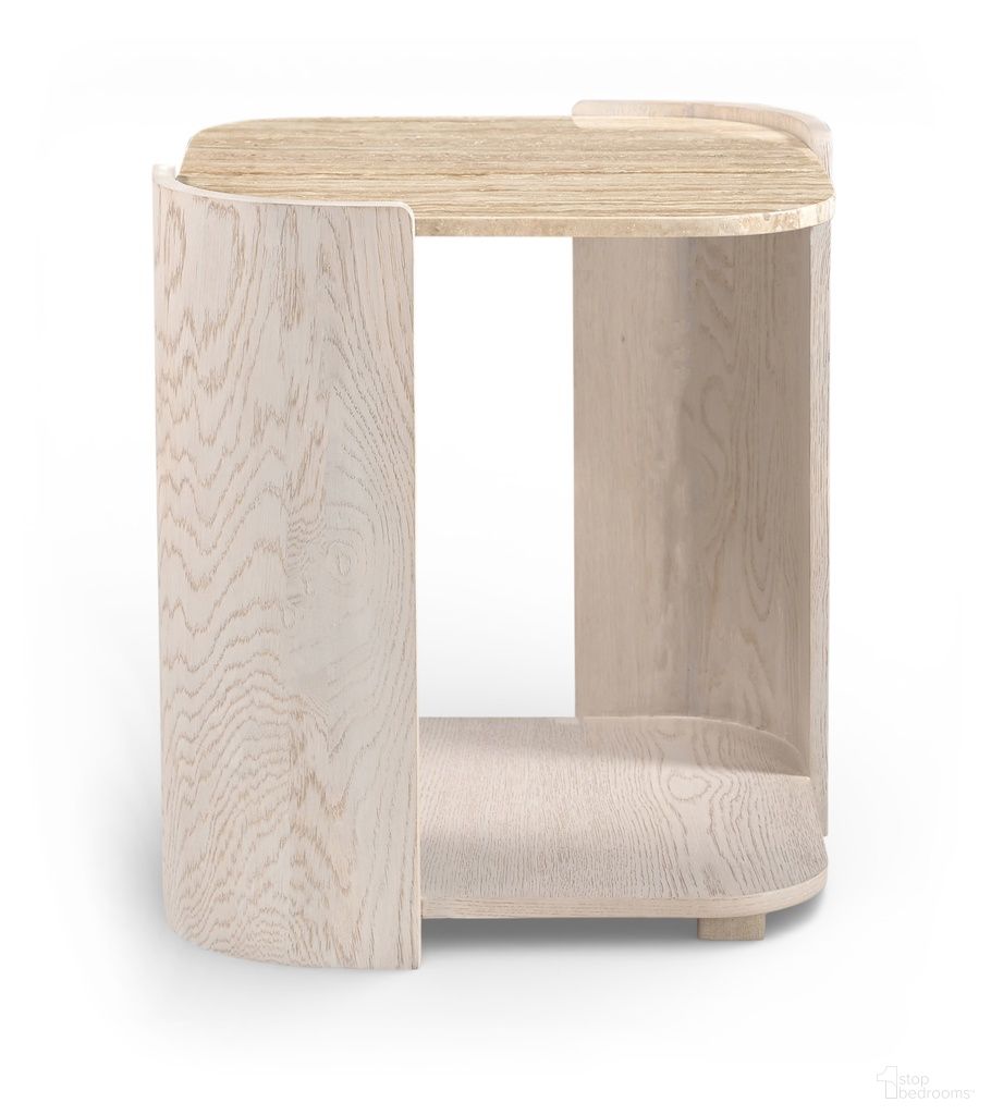 The appearance of Calabria Marble and Oak Wood End Table In Beige and Cream designed by Meridian in the modern / contemporary interior design. This beige/cream piece of furniture  was selected by 1StopBedrooms from Calabria Collection to add a touch of cosiness and style into your home. Sku: 77045Cream-ET. Material: Marble.