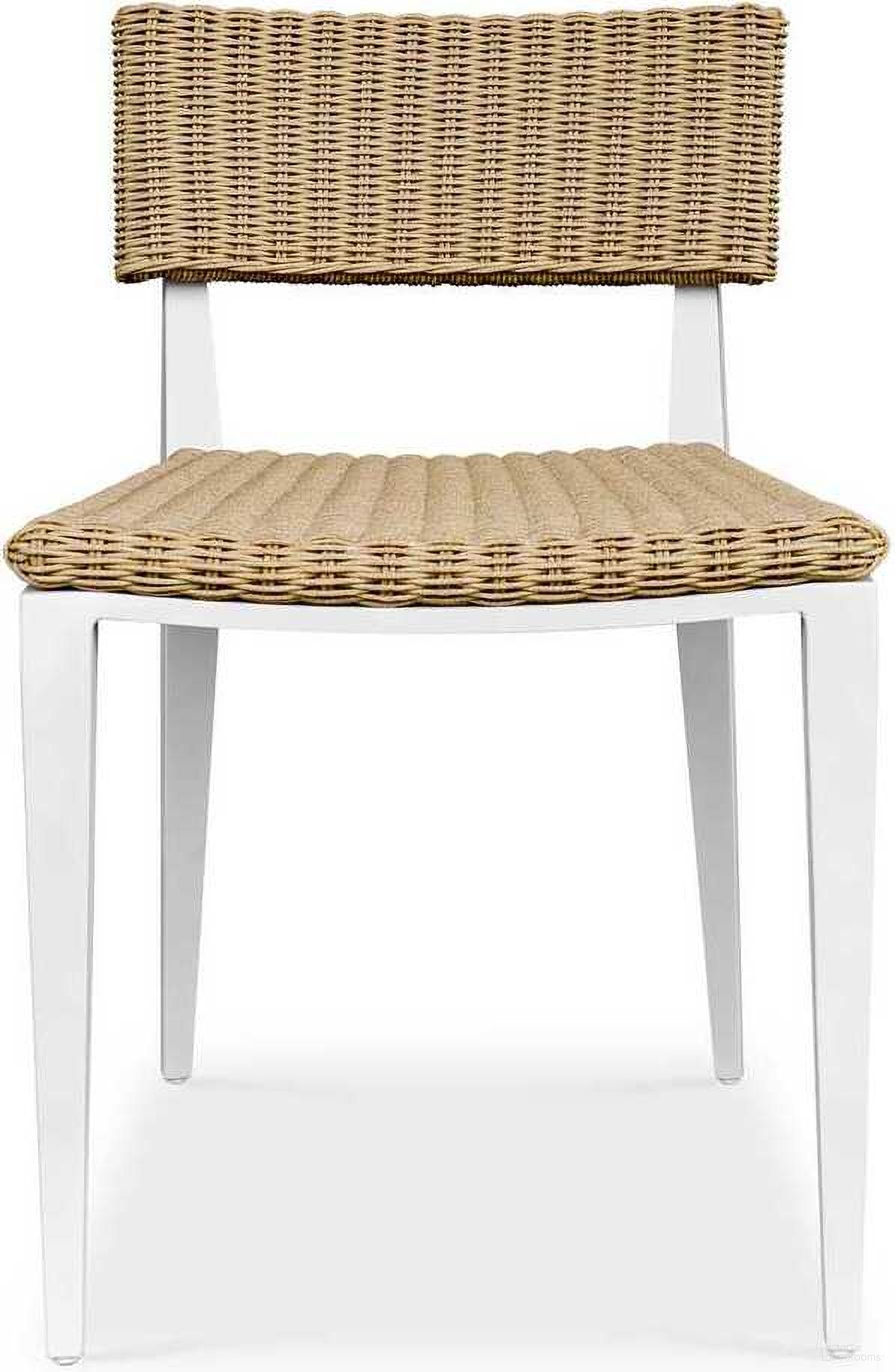 The appearance of Calbas Outdoor Dining Chair In White designed by Uttermost in the coastal interior design. This white piece of furniture  was selected by 1StopBedrooms from Calbas Collection to add a touch of cosiness and style into your home. Sku: 50241. Material: Wicker.