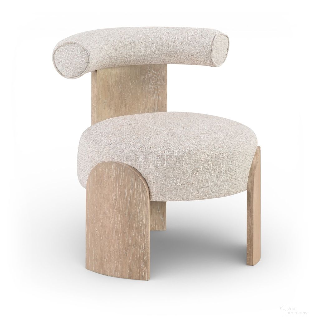Calder Linen Textured Fabric Upholstered Accent Chair In Beige