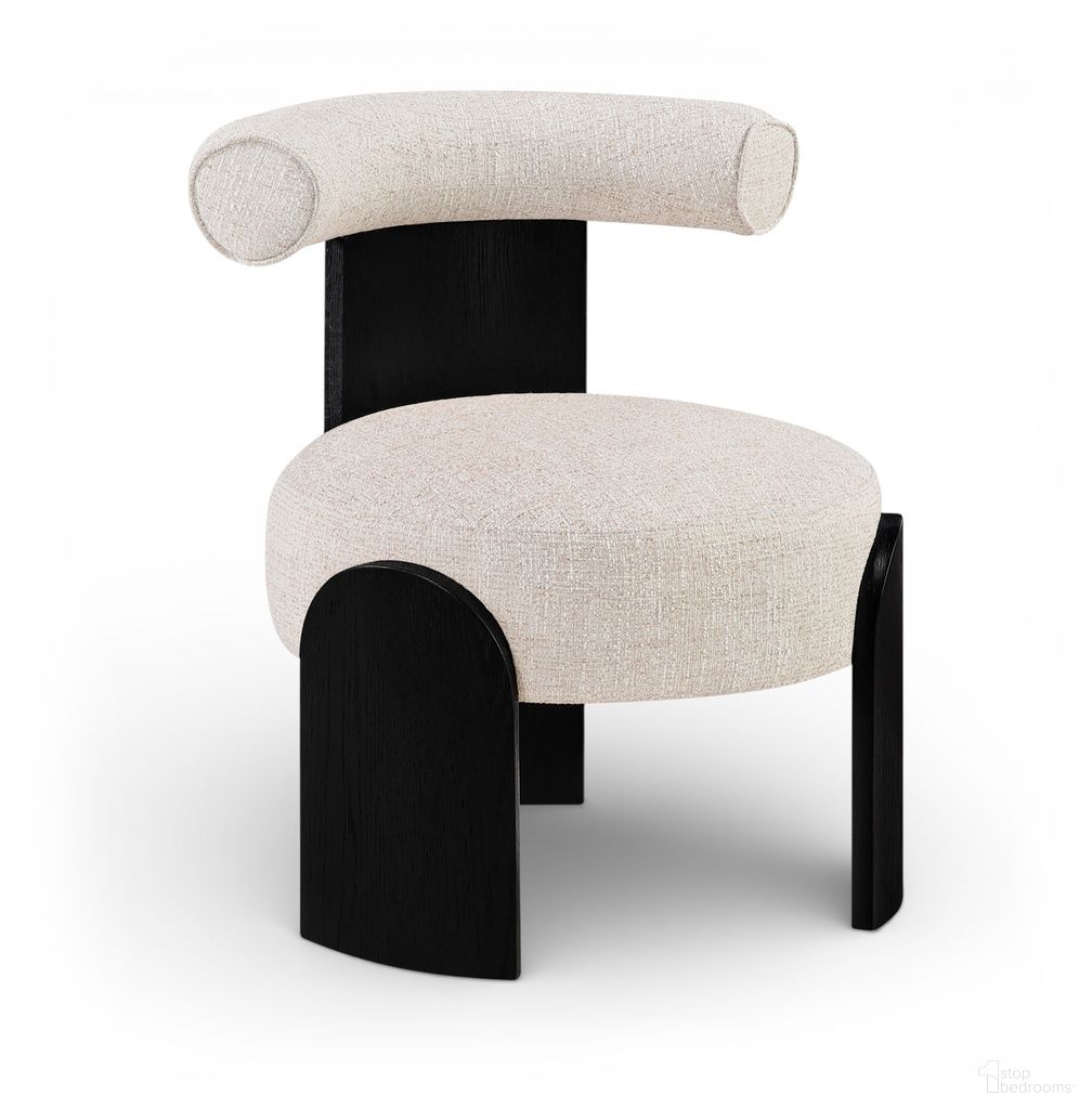 Calder Linen Textured Fabric Upholstered Accent Chair In Beige