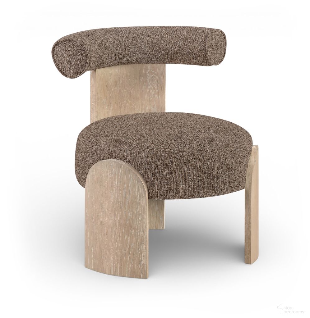 Calder Linen Textured Fabric Upholstered Accent Chair In Brown