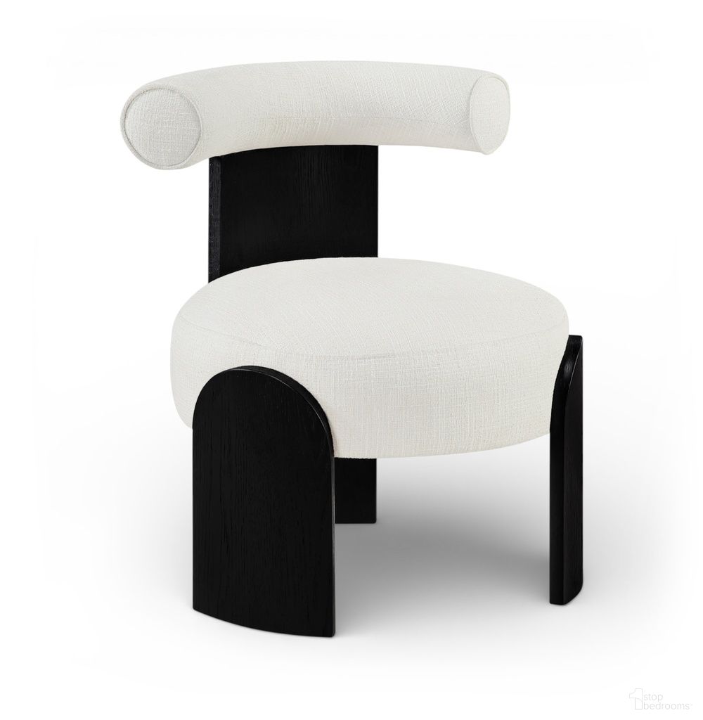 Calder Linen Textured Fabric Upholstered Accent Chair In Cream