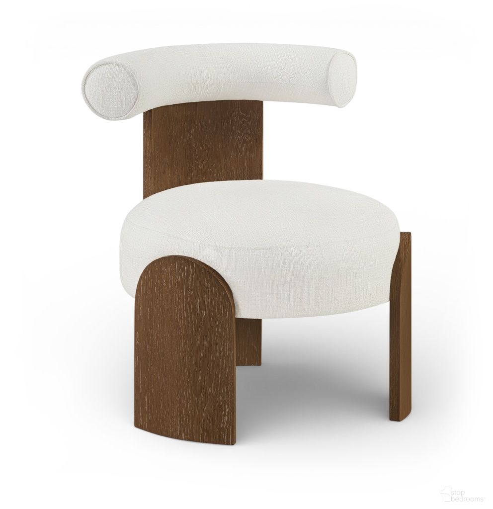 Calder Linen Textured Fabric Upholstered Accent Chair In Cream