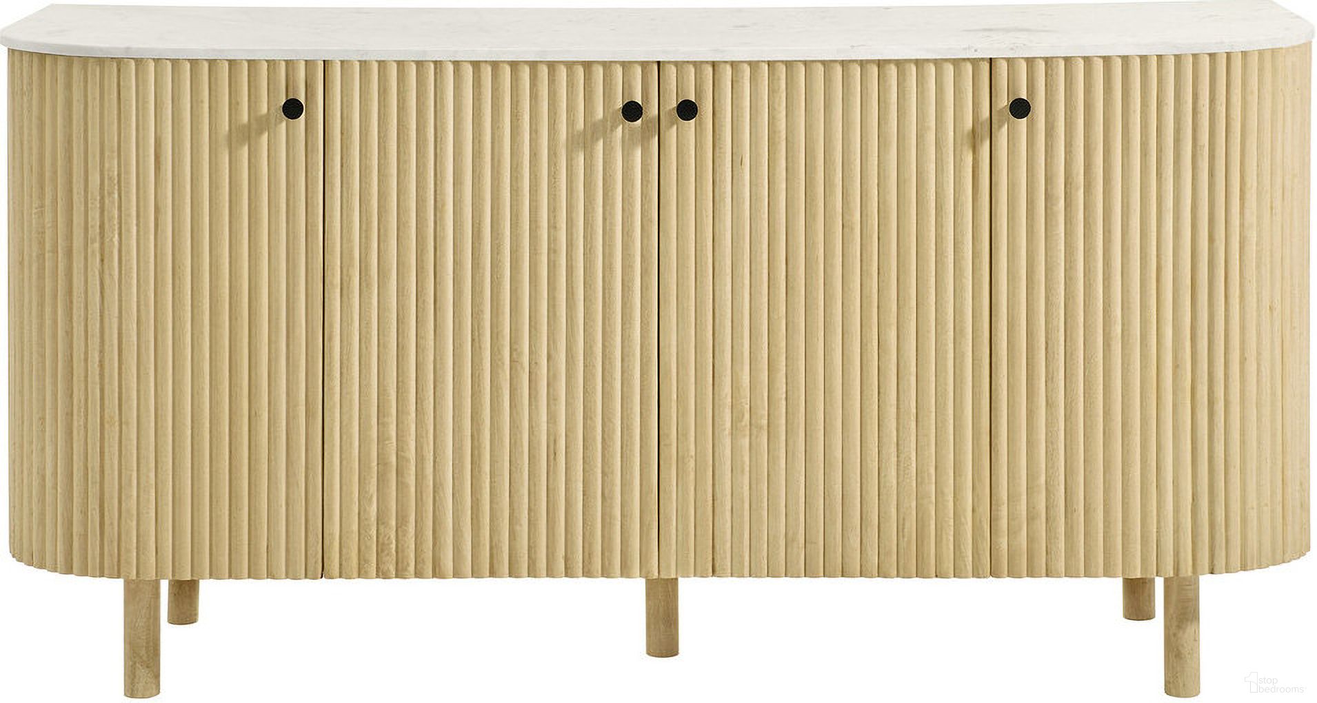 The appearance of Caldera 60 Inch Curved Solid Wood and Marble Sideboard Storage Cabinet In Natural designed by Modway in the modern / contemporary interior design. This natural piece of furniture  was selected by 1StopBedrooms from Caldera Collection to add a touch of cosiness and style into your home. Sku: EEI-7355-NAT. Material: Solid Wood.