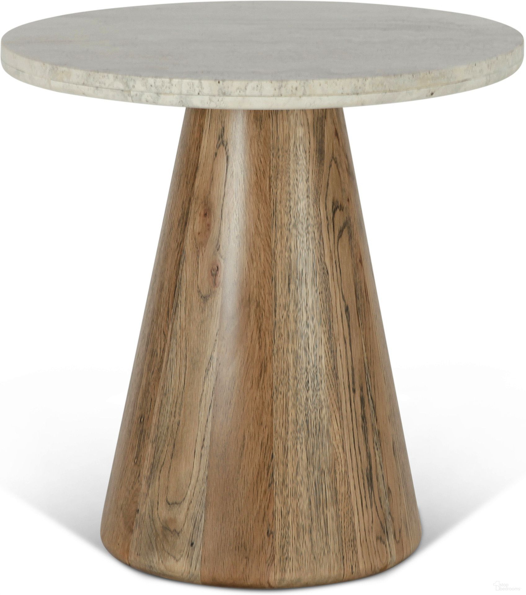 The appearance of Caldera Side Table In White Travertine and Light Oak designed by Home Trends and Design in the modern / contemporary interior design. This light oak and white piece of furniture  was selected by 1StopBedrooms from Caldera Collection to add a touch of cosiness and style into your home. Sku: ZWCALSTWTLO. Material: Travertine.