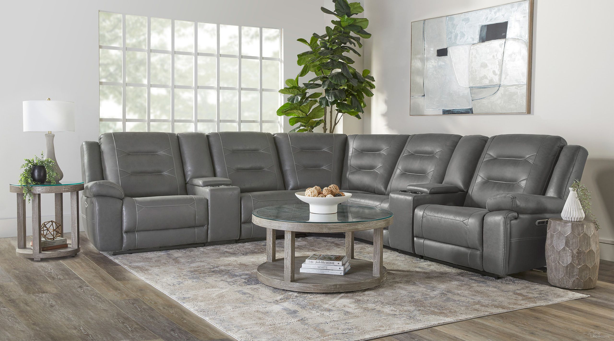 The appearance of Caldwell 7 Piece Modular Power Reclining Sectional with Power Adjustable Headrests and 2 Consoles In Tahoe Charcoal designed by Parker House in the modern / contemporary interior design. This tahoe charcoal piece of furniture was selected by 1StopBedrooms from Caldwell Collection to add a touch of cosiness and style into your home. Sku: MCAL#811LPH-TACH;MCAL#860-TACH;MCAL#860-TACH;MCAL#840-TACH;MCAL#850-TACH;MCAL#810PH-TACH;MCAL#811RPH-TACH. Material: Performance Fabric. Layout: L-Shape.