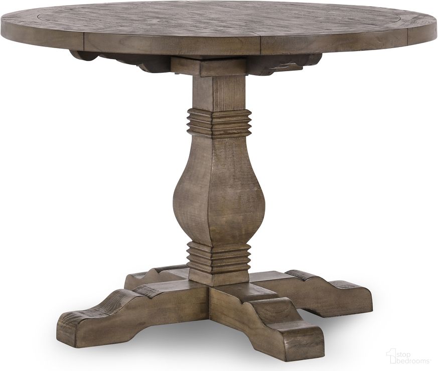 The appearance of Caleb 42 Inch Round Dining Table In Distressed Brown designed by Classic Home in the transitional interior design. This distressed brown piece of furniture was selected by 1StopBedrooms from Caleb Collection to add a touch of cosiness and style into your home. Sku: 51030595. Table Base Style: Pedestal. Table Top Shape: Round. Size: 42". Material: Reclaimed Pine.