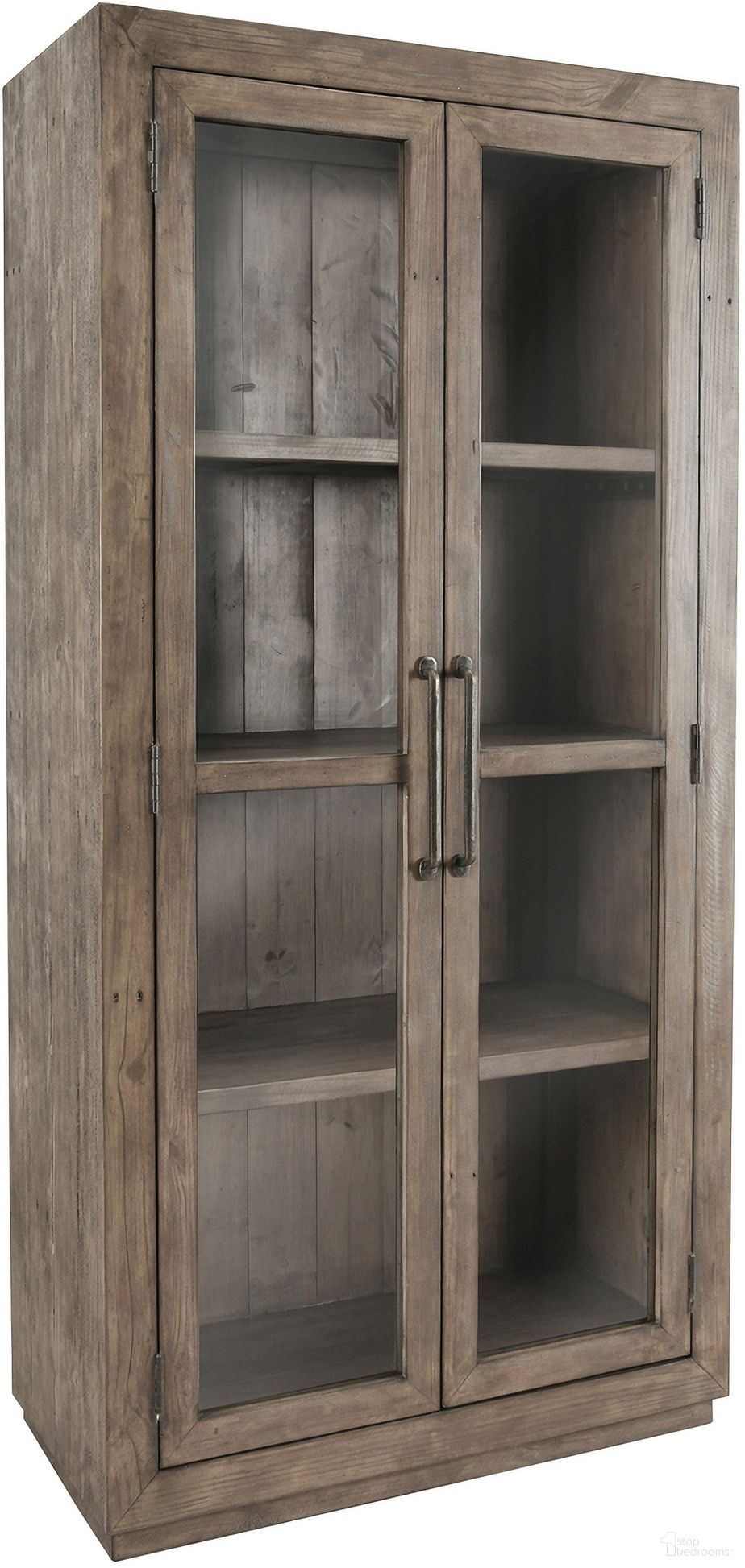 Caleb Curio Cabinet In Distressed Brown