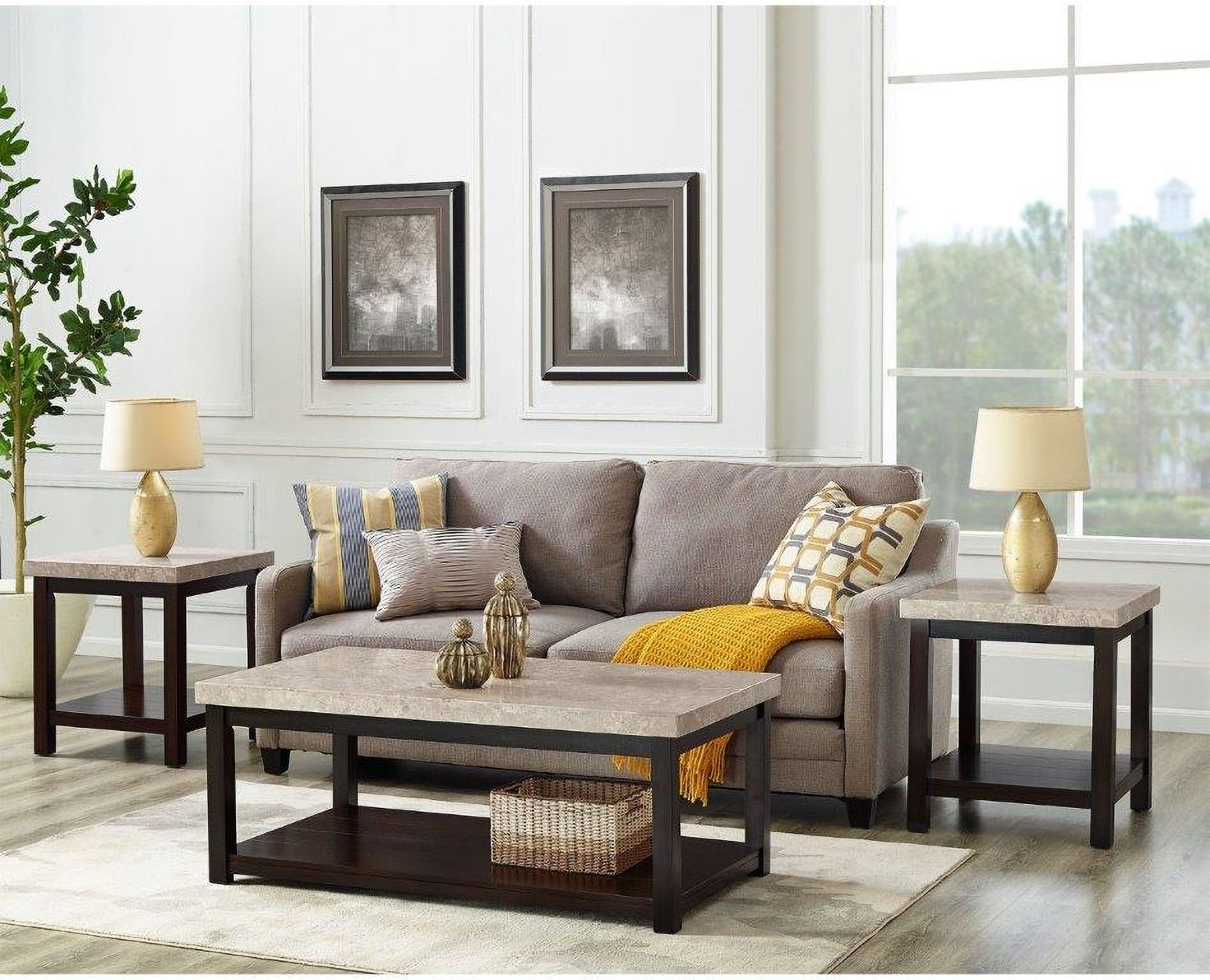 The appearance of Caleb Espresso Occasional Table Set with Marble Top designed by Picket House in the transitional interior design. This brown piece of furniture  was selected by 1StopBedrooms from Caleb Collection to add a touch of cosiness and style into your home. Sku: CKS100CTE;CKS100ETE. Material: Marble.