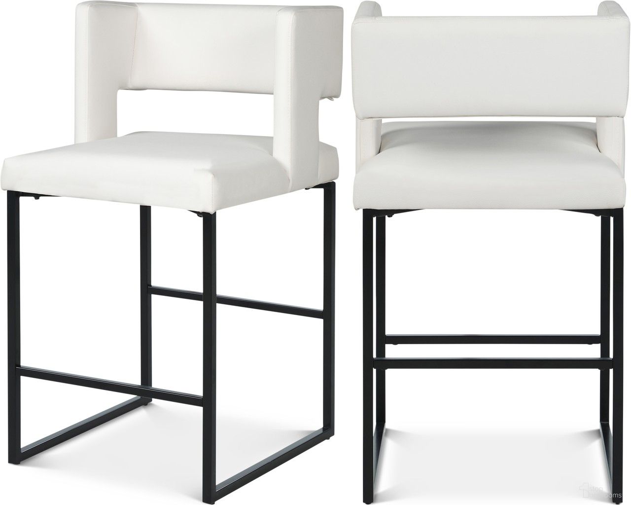 The appearance of Caleb Vegan Leather Counter Stool Set of 2 In White/Matte Black designed by Meridian in the modern / contemporary interior design. This white piece of furniture  was selected by 1StopBedrooms from Caleb Collection to add a touch of cosiness and style into your home. Sku: 970White-C. Material: Wood.