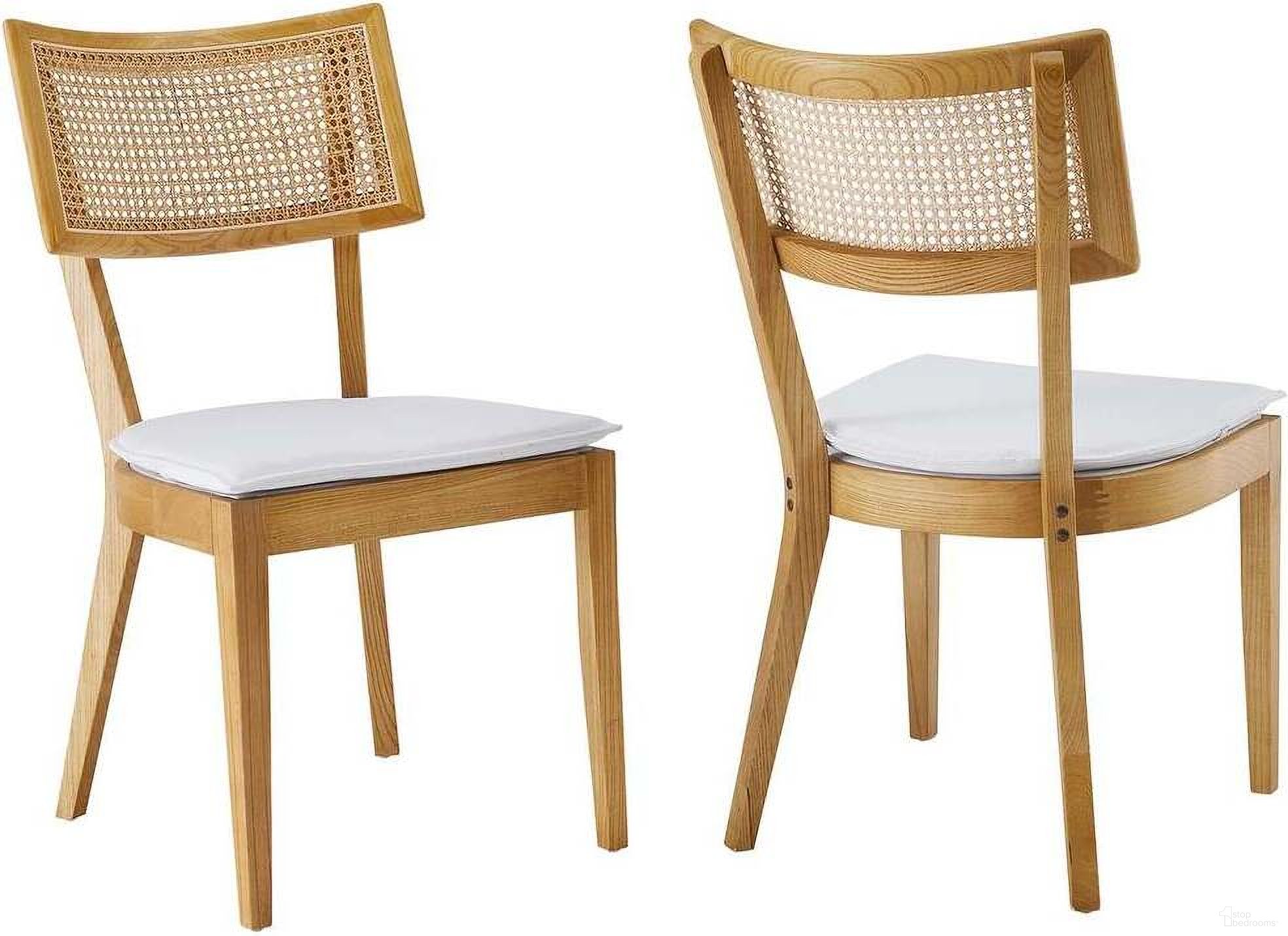 The appearance of Caledonia Fabric Upholstered Wood Dining Chair Set of 2 In Natural and White designed by Modway in the country / farmhouse interior design. This natural and white piece of furniture  was selected by 1StopBedrooms from Caledonia Collection to add a touch of cosiness and style into your home. Sku: EEI-6080-NAT-WHI. Material: Wood. Chair Type: Side Chair.