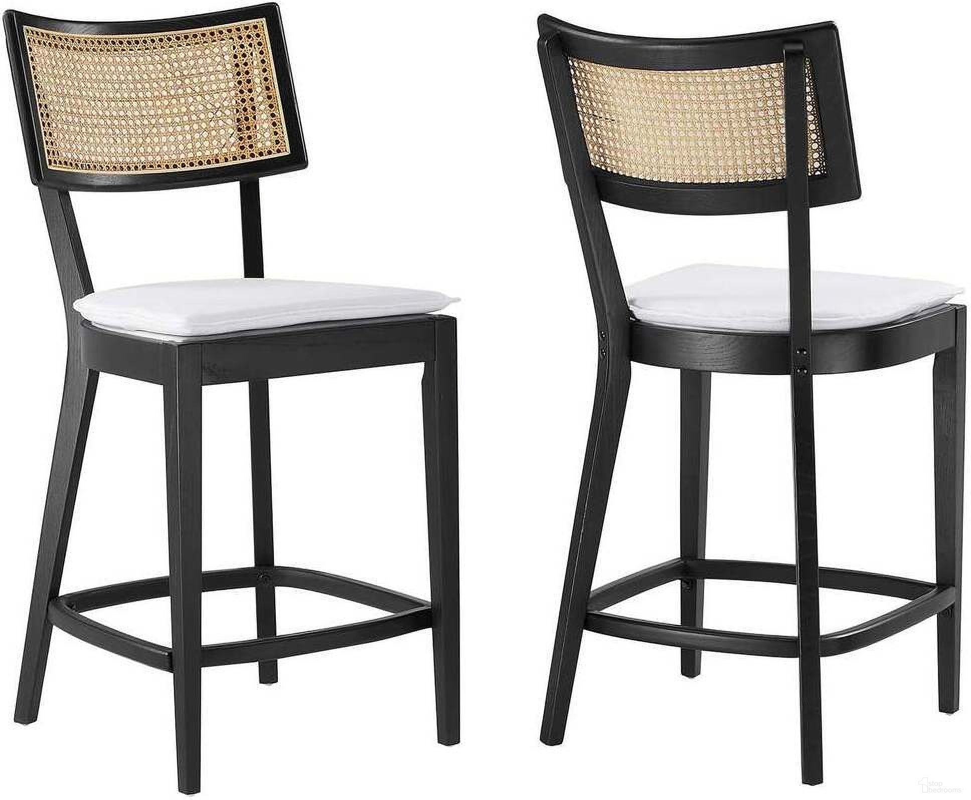 The appearance of Caledonia Wood Counter Stool Set of 2 In Black and White designed by Modway in the modern / contemporary interior design. This black and white piece of furniture  was selected by 1StopBedrooms from Caledonia Collection to add a touch of cosiness and style into your home. Sku: EEI-6821-BLK-WHI. Material: Wood.