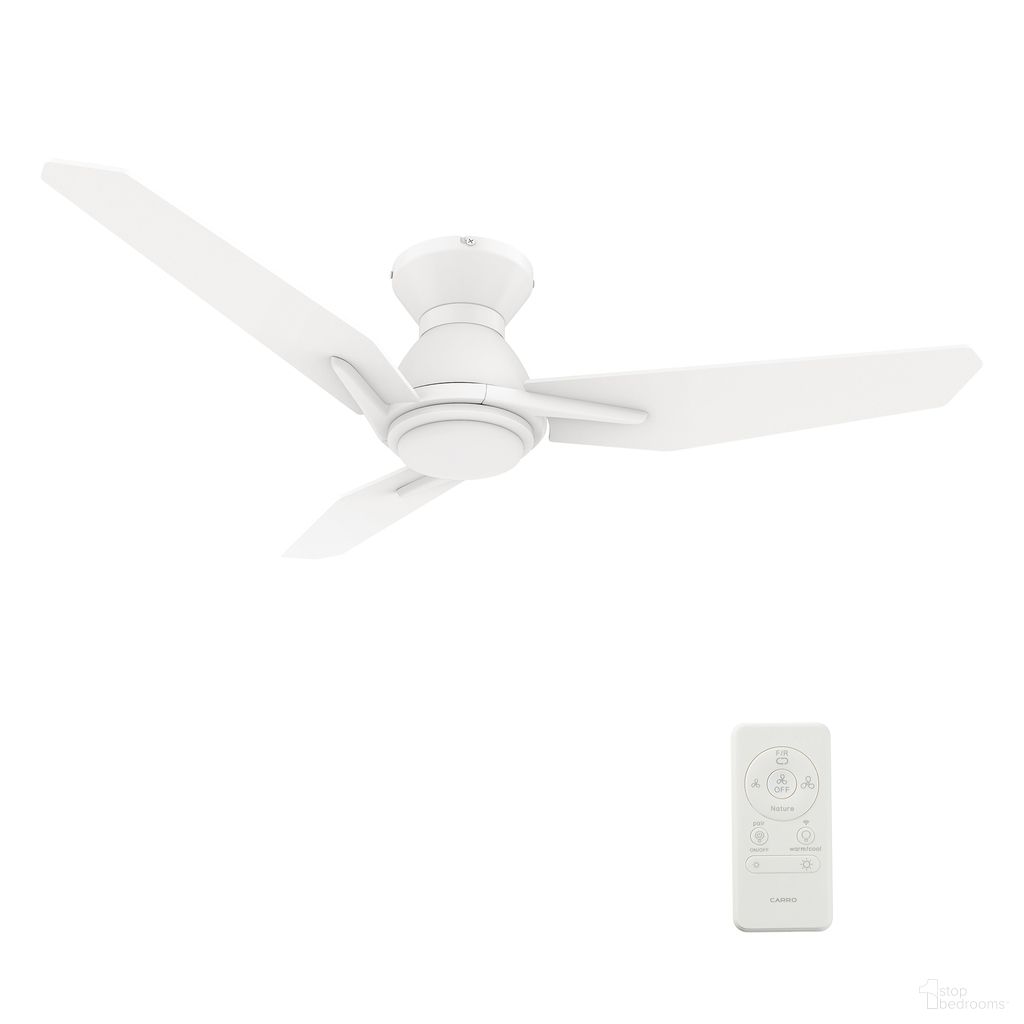 Calen 48 Inch 3-Blade Flush Mount Smart Ceiling Fan with LED Light and Remote In White