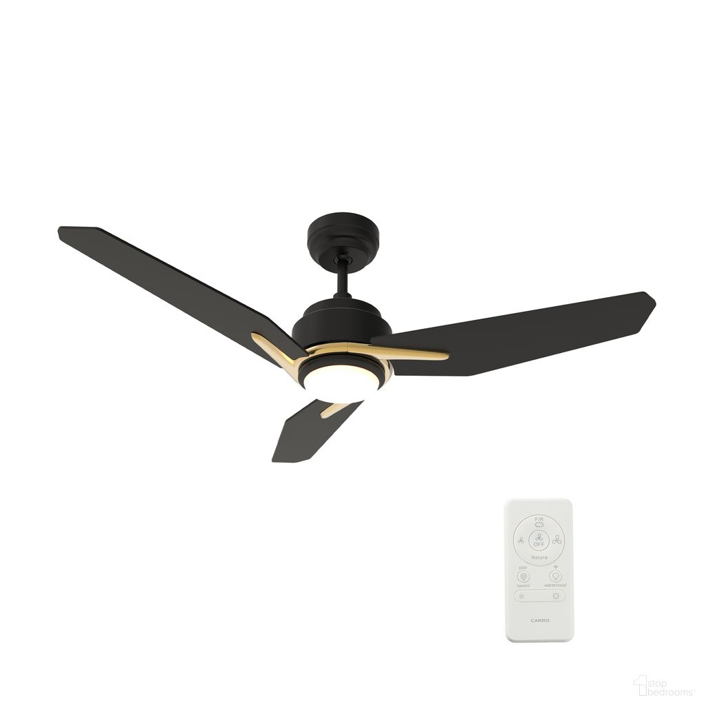 Calen 52 Inch 3-Blade Flush Mount Smart Ceiling Fan with LED Light and Remote In Black and Gold