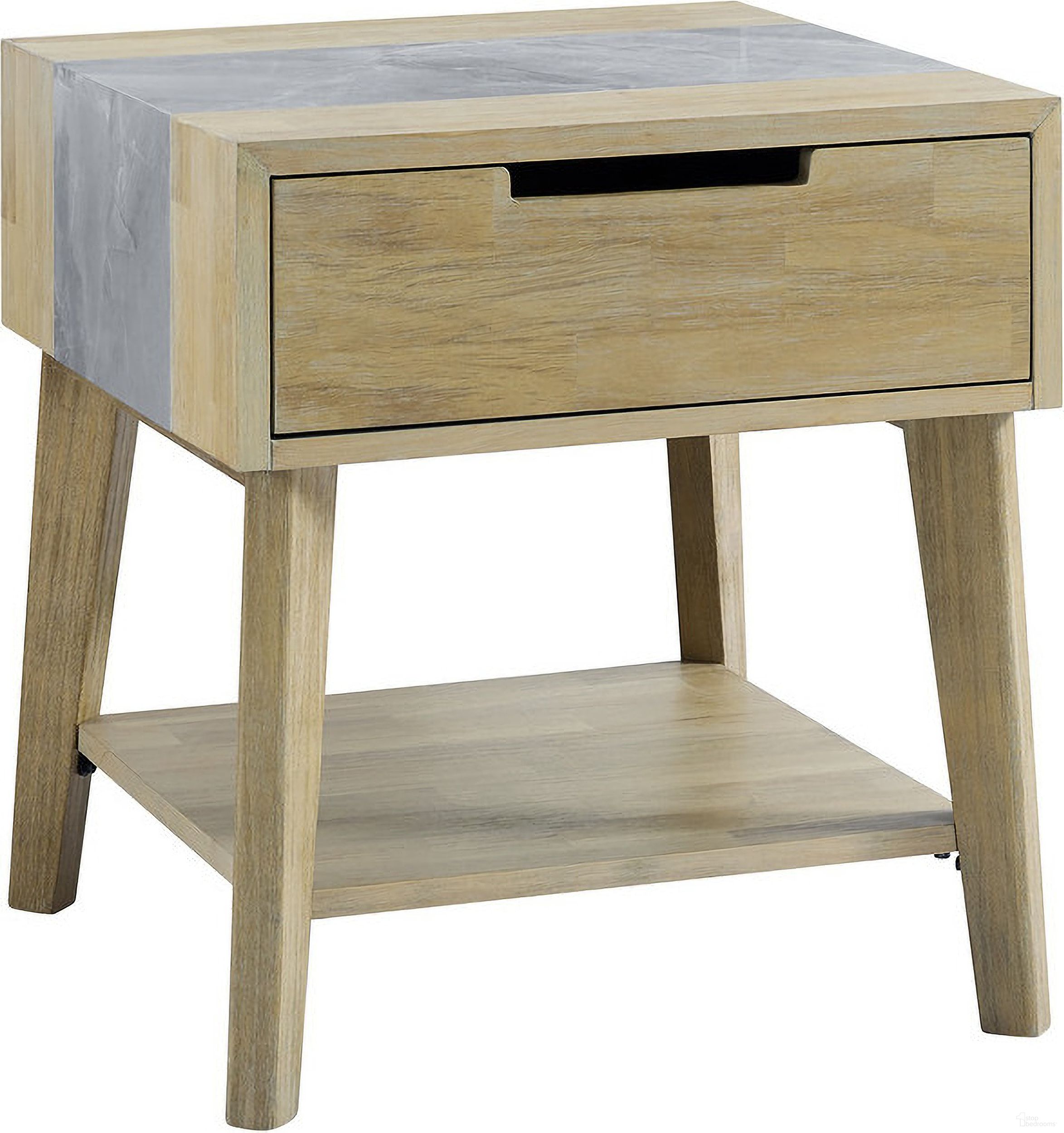The appearance of Calgary Gray Sintered Stone End Table In Brown designed by Steve Silver in the modern / contemporary interior design. This brown piece of furniture  was selected by 1StopBedrooms from Calgary Collection to add a touch of cosiness and style into your home. Sku: CG100E. Material: Plywood.