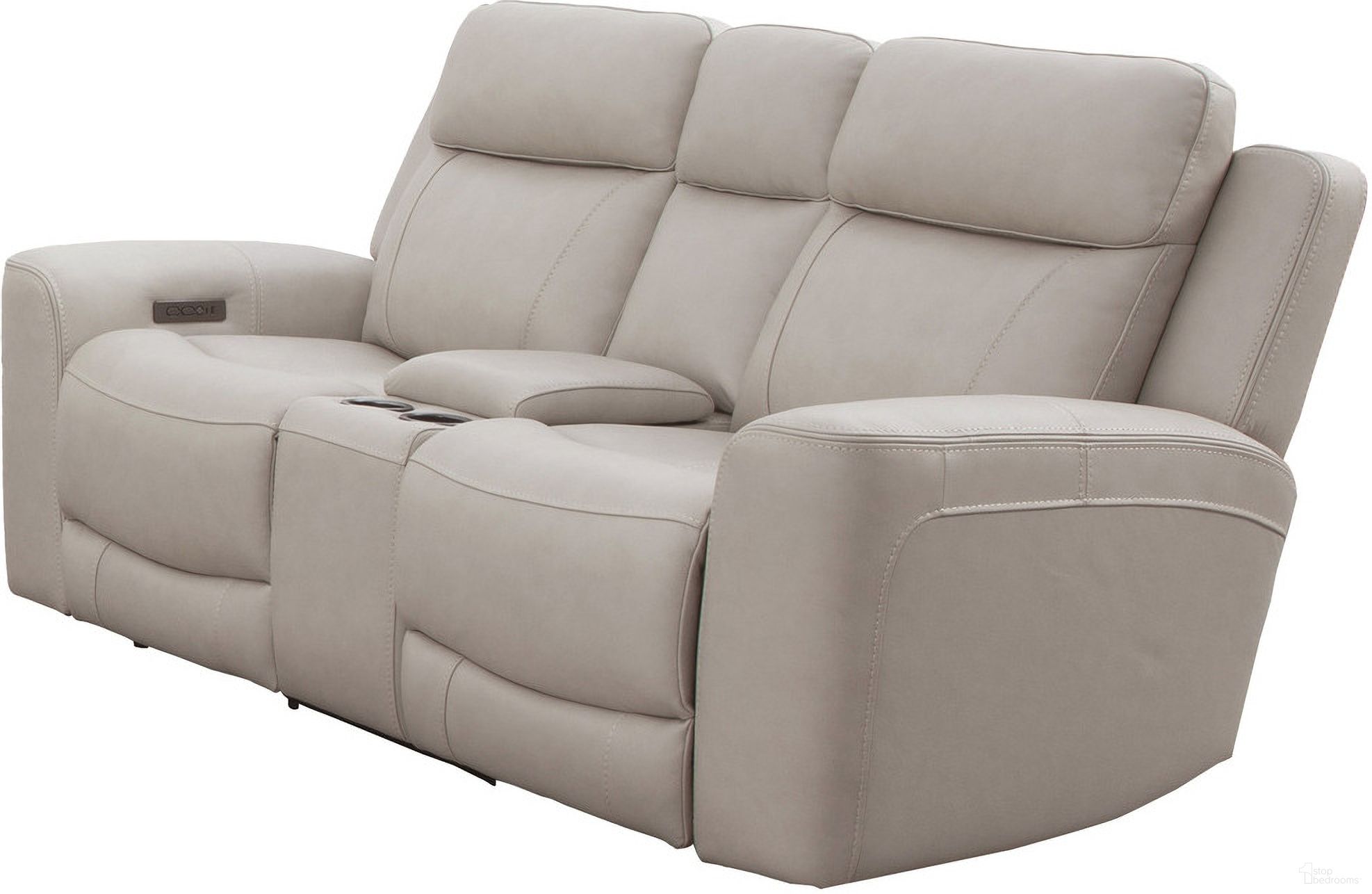 The appearance of Calgary Power Console Loveseat with Power Headrest In Stone designed by Parker House in the traditional interior design. This stone piece of furniture was selected by 1StopBedrooms from Calgary Collection to add a touch of cosiness and style into your home. Sku: MCGR#822CPH-STNE. Material: Top Grain Leather.