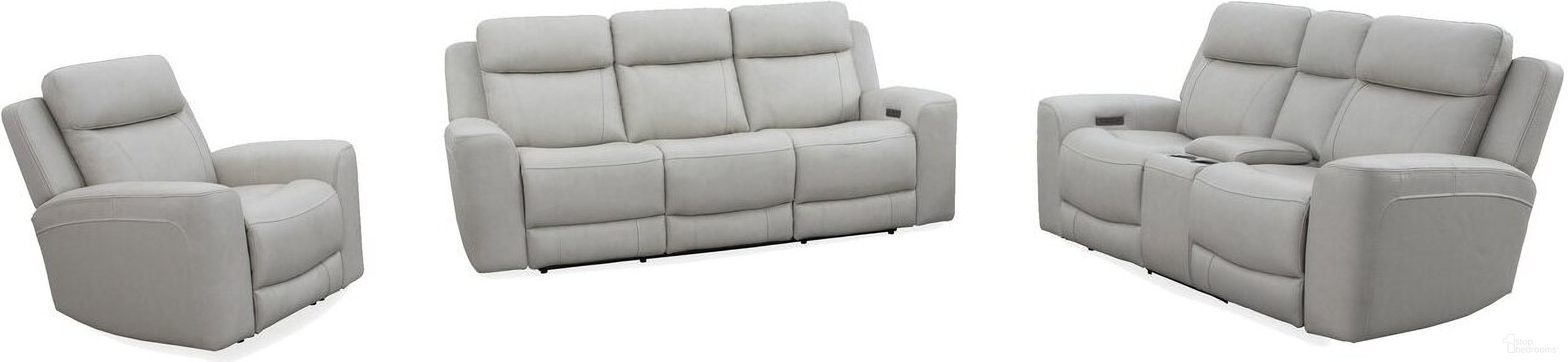 The appearance of Calgary Power Living Room Set with Power Headrest In Stone designed by Parker House in the traditional interior design. This stone piece of furniture was selected by 1StopBedrooms from Calgary Collection to add a touch of cosiness and style into your home. Sku: MCGR#832PH-STNE;MCGR#822CPH-STNE. Material: Top Grain Leather.