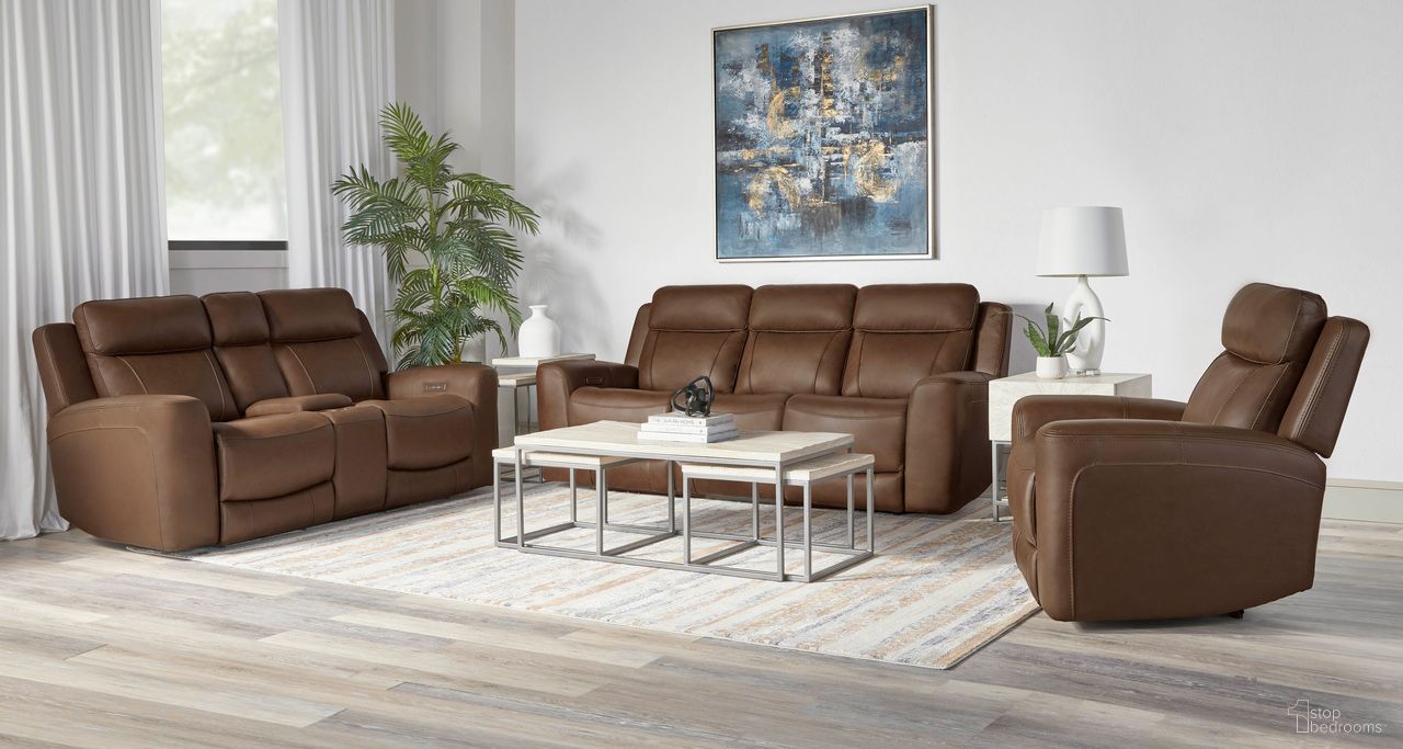 The appearance of Calgary Power Reclining Living Room Set with Power Headrest In Autumn Umber designed by Parker House in the traditional interior design. This autumn umber piece of furniture was selected by 1StopBedrooms from Calgary Collection to add a touch of cosiness and style into your home. Sku: MCGR#832PH-ATUB;MCGR#822CPH-ATUB. Material: Top Grain Leather.