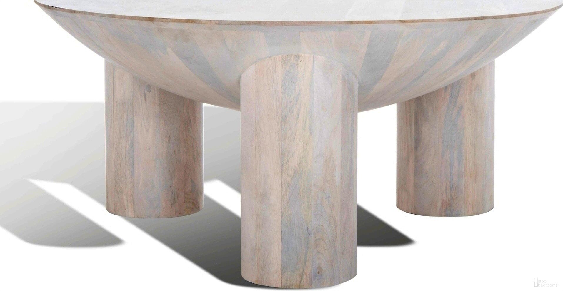 Calhoun Rd Wood Coffee Table In Washed White