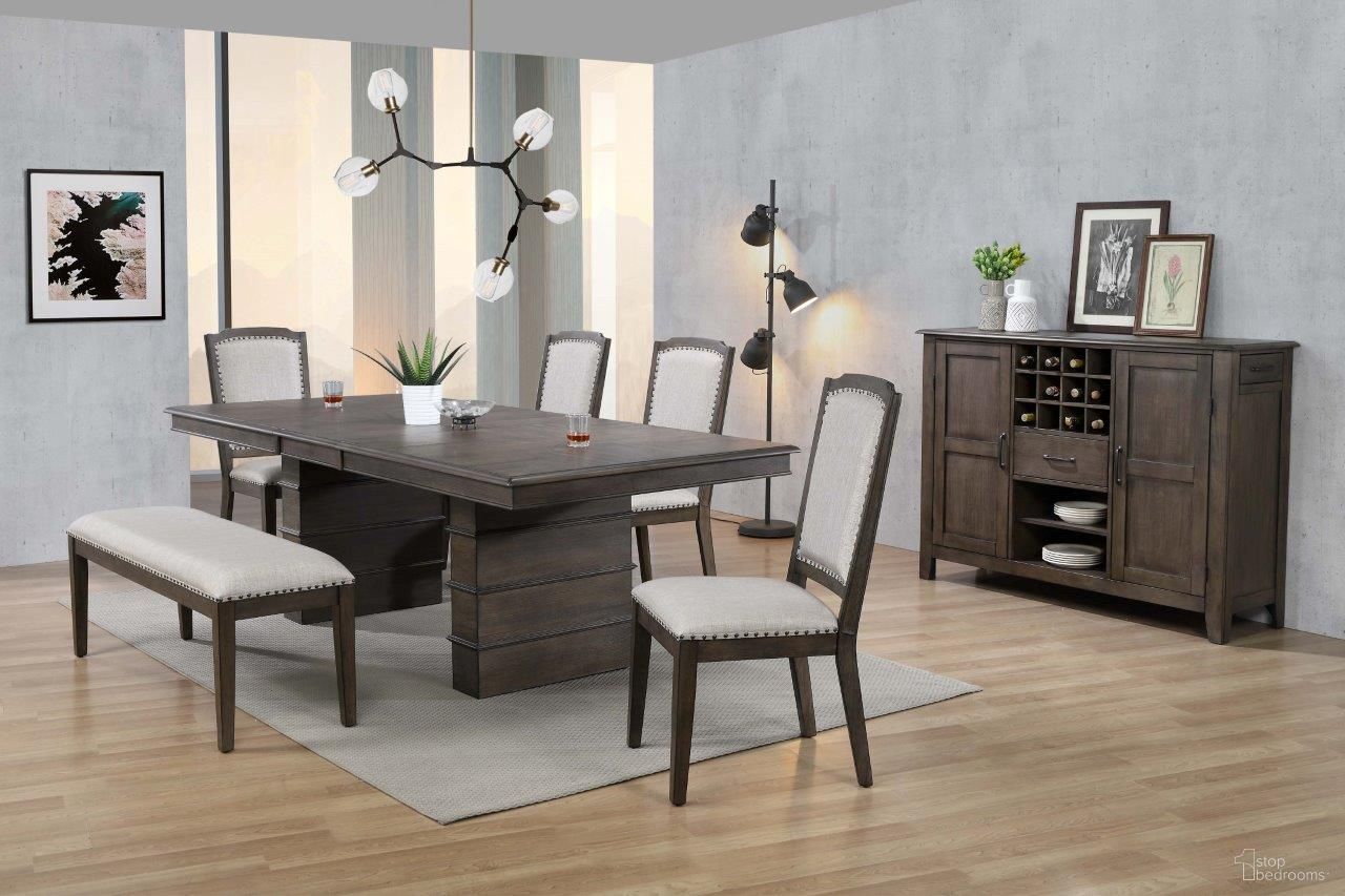 The appearance of Cali Server 7 Piece Extendable Dining Set designed by Sunset Trading in the modern / contemporary interior design. This brown and gray piece of furniture was selected by 1StopBedrooms from Cali Collection to add a touch of cosiness and style into your home. Sku: DLU-CA113-T;DLU-CA113-B;DLU-CA-C113-RTA;DLU-CA-C113-RTA;DLU-CA113-BEN;DLU-CA113-SER. Material: Wood.