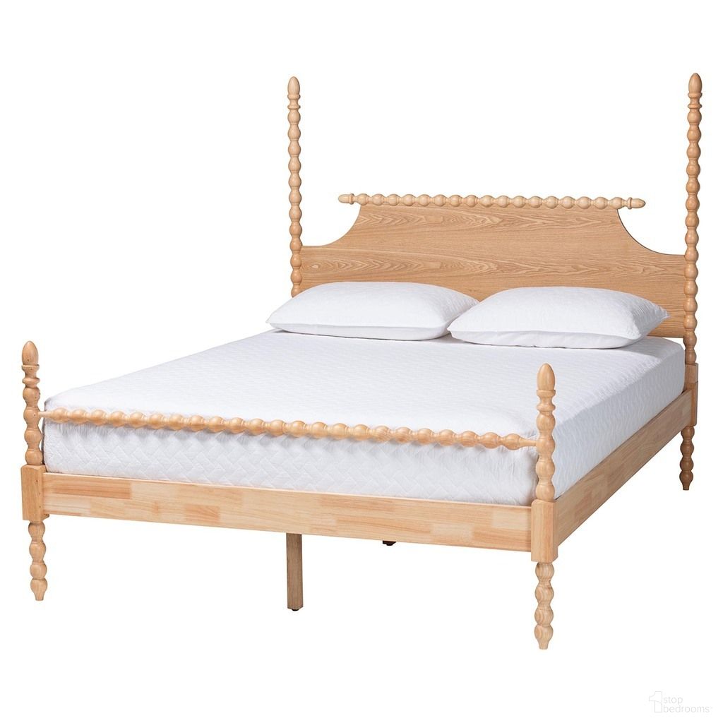 The appearance of Caliana Four King Poster Platform Bed with Turned Posts In Natural Brown designed by Baxton Studio in the transitional interior design. This natural brown piece of furniture was selected by 1StopBedrooms from Caliana Collection to add a touch of cosiness and style into your home. Sku: SW8638-Natural-King Poster Bed. Bed Type: Poster Bed. Bed Size: King. Material: Solid Rubberwood.