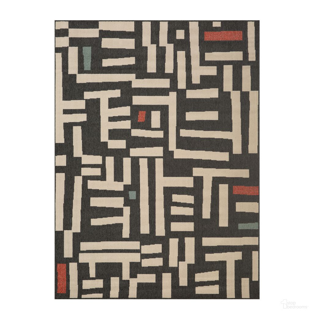 Calira Gintz Evette Rios Graphic Print Indoor/Outdoor Area Rug In Black and Ivory
