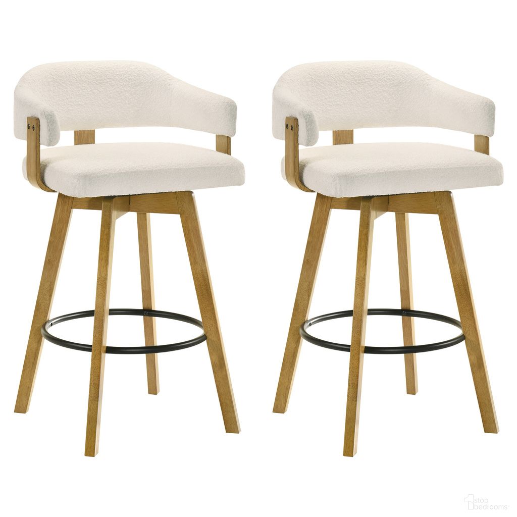 The appearance of Callah Bar Height Bar Stool Set of 2 In Amber Glow and White designed by Armen Living in the modern / contemporary interior design. This amber glow and white piece of furniture was selected by 1StopBedrooms from Callah Collection to add a touch of cosiness and style into your home. Sku: LCCLBAWHLO30;LCCLBAWHLO30. Material: Polyester.
