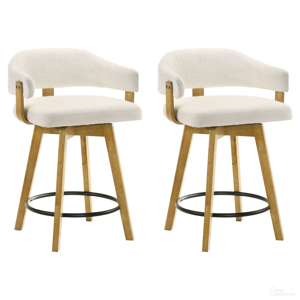 The appearance of Callah Counter Height Bar Stool Set of 2 In Amber Glow and White designed by Armen Living in the modern / contemporary interior design. This amber glow and white piece of furniture was selected by 1StopBedrooms from Callah Collection to add a touch of cosiness and style into your home. Sku: LCCLBAWHLO26;LCCLBAWHLO26. Material: Polyester.