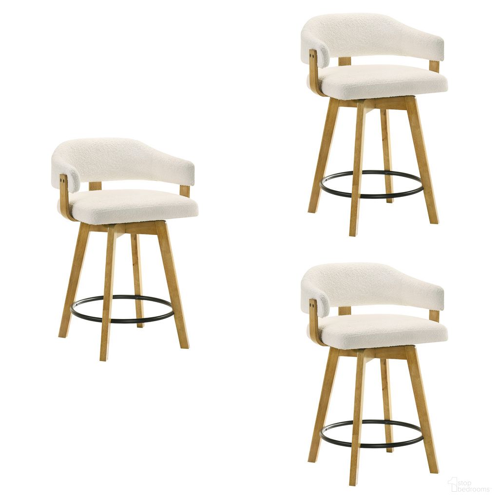 The appearance of Callah Counter Height Bar Stool Set of 3 In Amber Glow and White designed by Armen Living in the modern / contemporary interior design. This amber glow and white piece of furniture was selected by 1StopBedrooms from Callah Collection to add a touch of cosiness and style into your home. Sku: LCCLBAWHLO26;LCCLBAWHLO26;LCCLBAWHLO26. Material: Polyester.