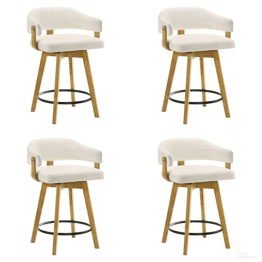 The appearance of Callah Counter Height Bar Stool Set of 4 In Amber Glow and White designed by Armen Living in the modern / contemporary interior design. This amber glow and white piece of furniture was selected by 1StopBedrooms from Callah Collection to add a touch of cosiness and style into your home. Sku: LCCLBAWHLO26;LCCLBAWHLO26;LCCLBAWHLO26;LCCLBAWHLO26. Material: Polyester.