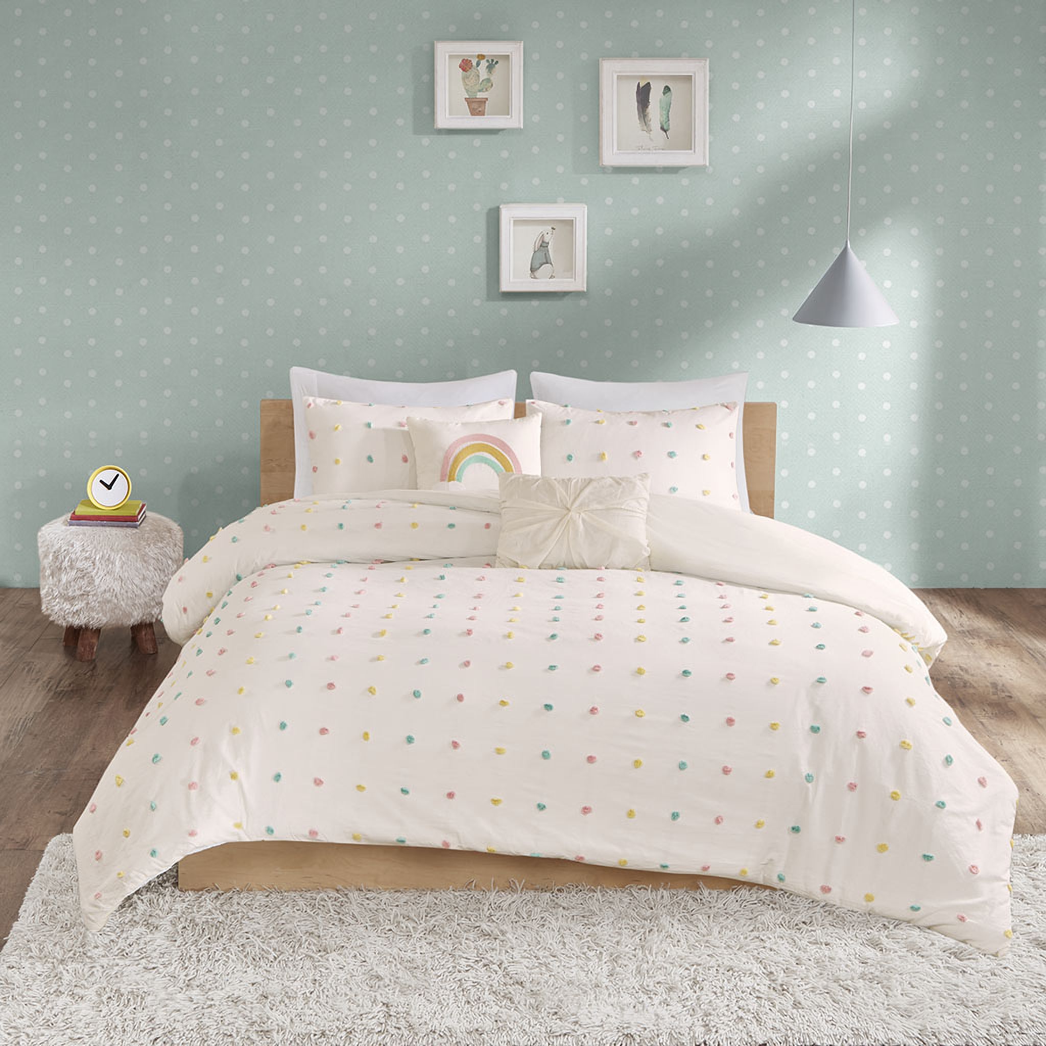 The appearance of Callie Cotton Jacquard Pom Pom 5 Piece Queen Comforter Set In Multi designed by Olliix in the modern / contemporary interior design. This multi piece of furniture was selected by 1StopBedrooms from Callie Collection to add a touch of cosiness and style into your home. Sku: UHK10-0091. Bed Size: Queen. Material: Cotton.