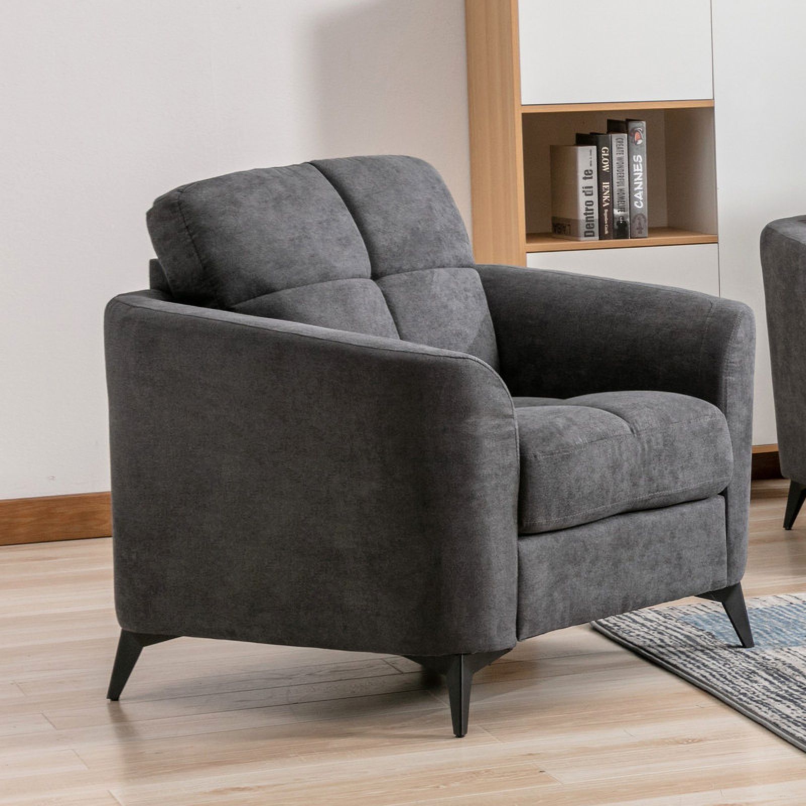 Callie Gray Velvet Fabric Chair