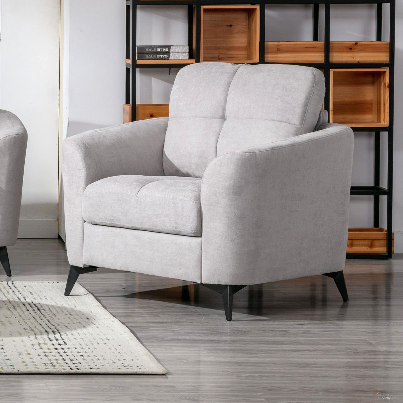 The appearance of Callie Light Gray Velvet Fabric Chair designed by Lilola Home in the modern / contemporary interior design. This light gray piece of furniture was selected by 1StopBedrooms from Callie Collection to add a touch of cosiness and style into your home. Sku: 89727LG-C. Material: Velvet.