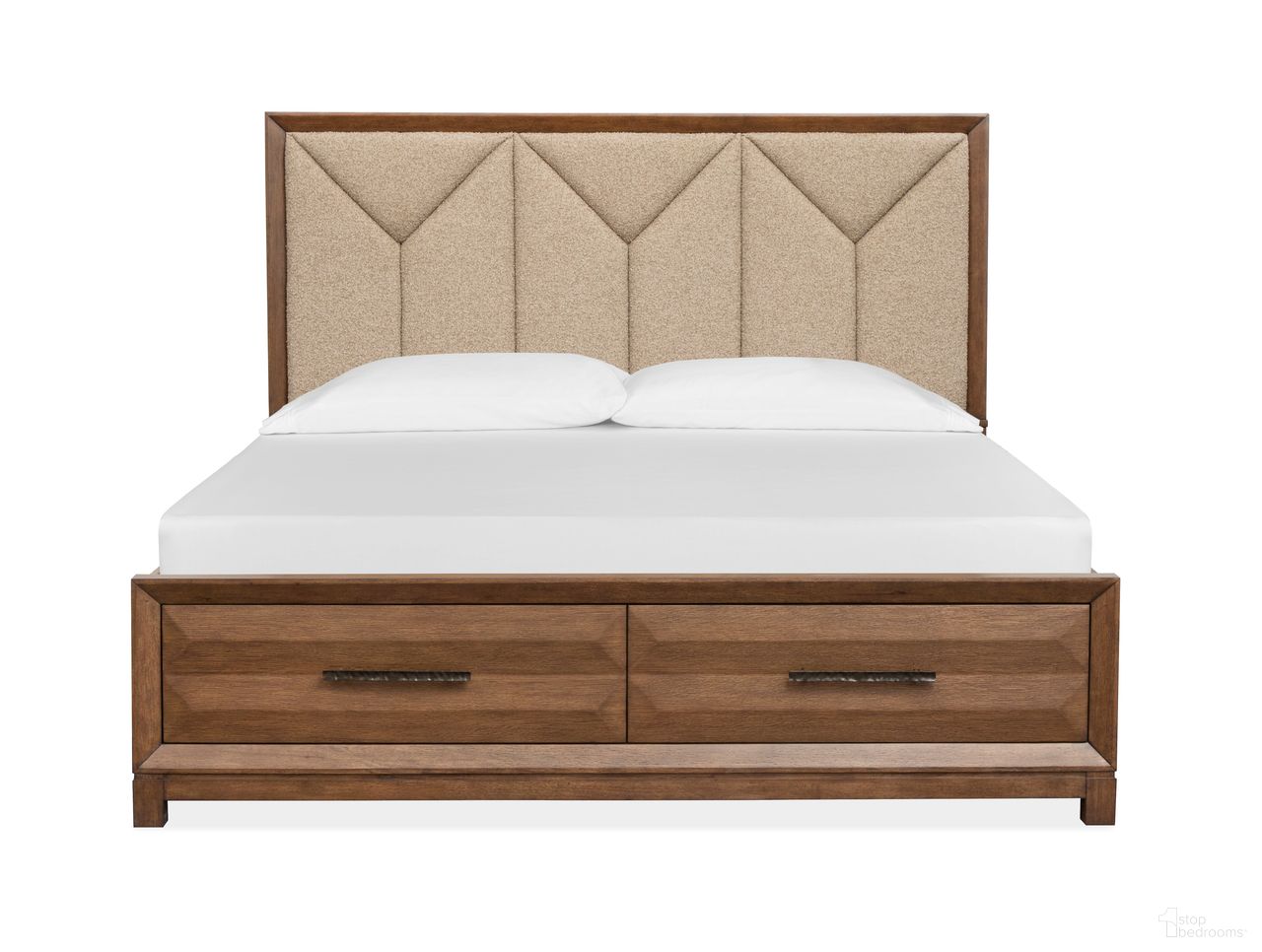 Callisto Queen Upholstered Panel Storage Bed In Bourbon Brown