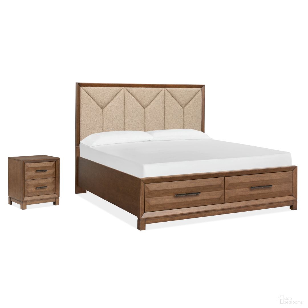 Callisto Upholstered Panel Storage Bedroom Set In Bourbon Brown