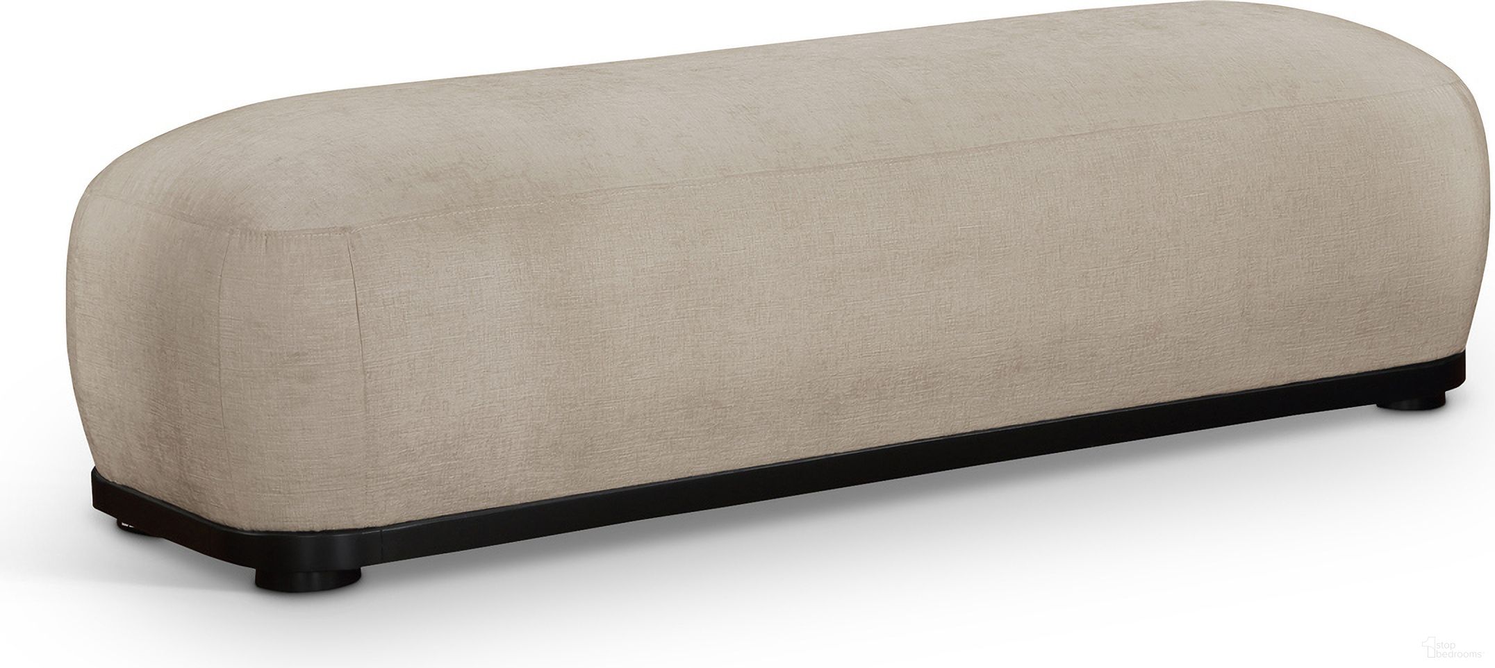 The appearance of Calum Chenille Fabric Bench In Beige and Black designed by Meridian in the transitional interior design. This black and beige piece of furniture  was selected by 1StopBedrooms from Calum Collection to add a touch of cosiness and style into your home. Sku: 22088Beige. Material: Chenille.