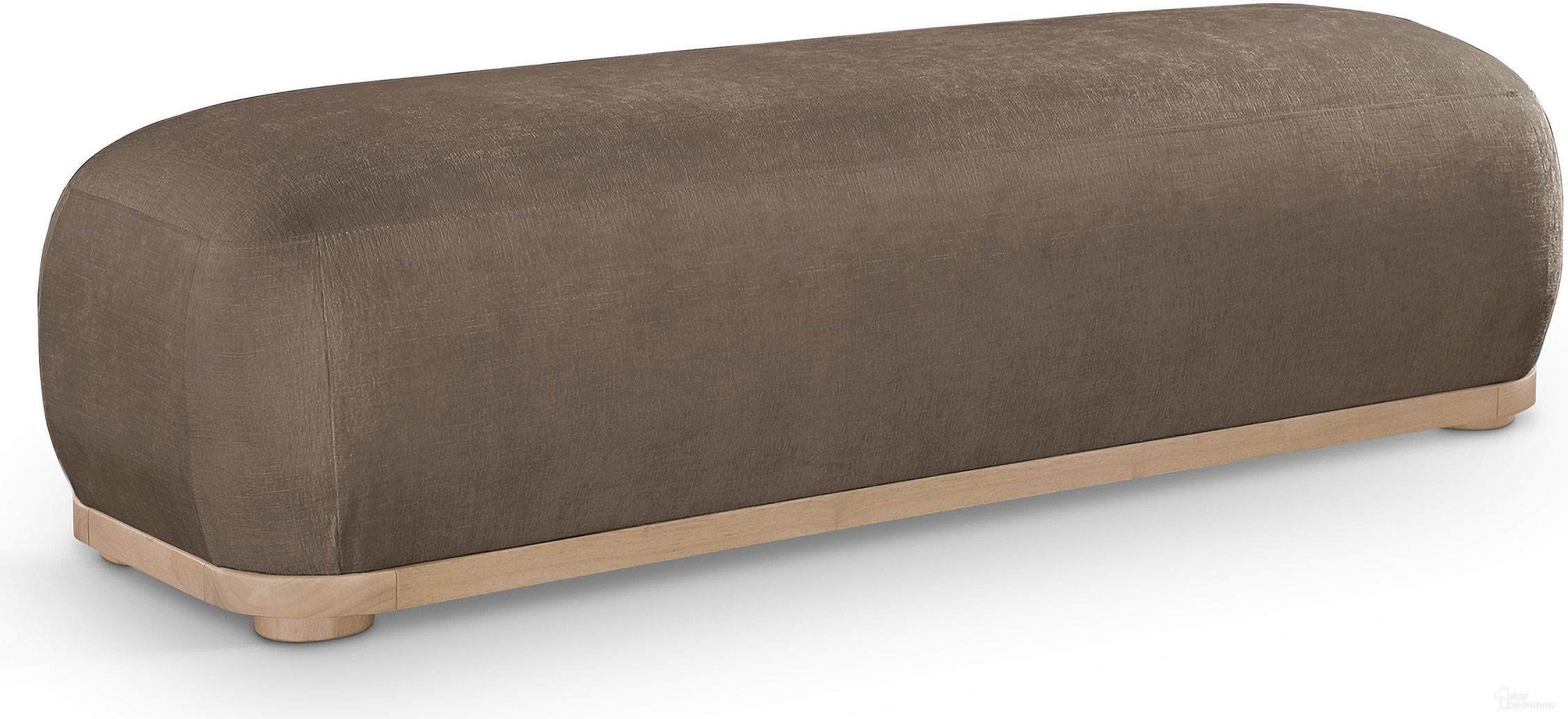 The appearance of Calum Chenille Fabric Bench In Brown designed by Meridian in the transitional interior design. This brown piece of furniture  was selected by 1StopBedrooms from Calum Collection to add a touch of cosiness and style into your home. Sku: 22087Brown. Material: Chenille.