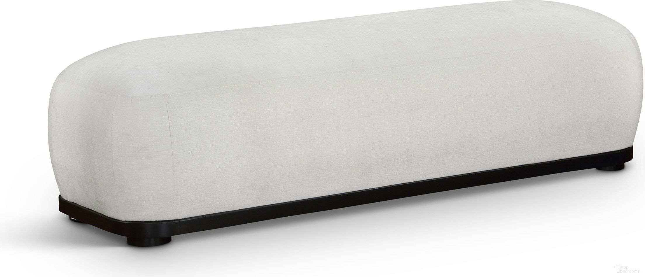 The appearance of Calum Chenille Fabric Bench In Cream and Black designed by Meridian in the transitional interior design. This cream and black piece of furniture  was selected by 1StopBedrooms from Calum Collection to add a touch of cosiness and style into your home. Sku: 22088Cream. Material: Chenille.