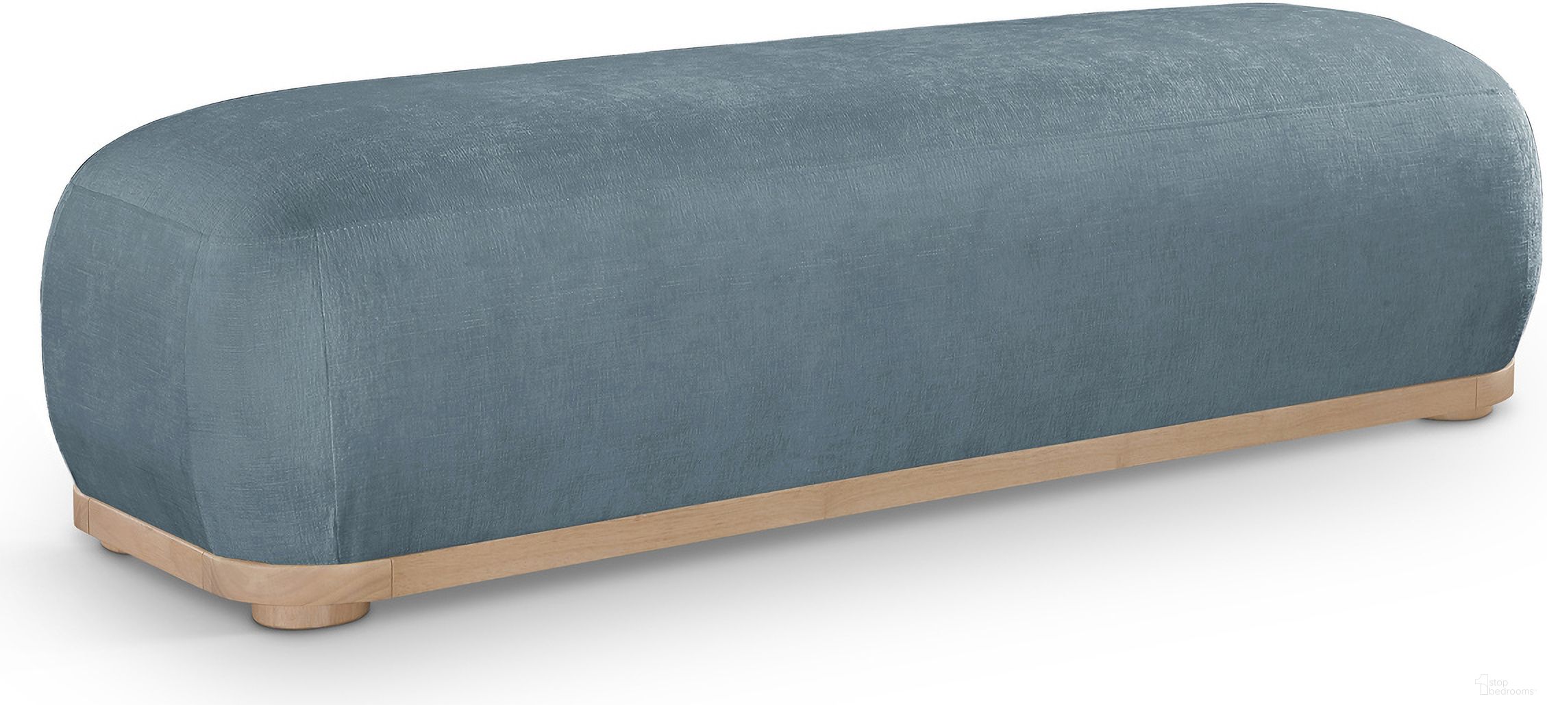 The appearance of Calum Chenille Fabric Bench In Light Blue designed by Meridian in the transitional interior design. This light blue piece of furniture  was selected by 1StopBedrooms from Calum Collection to add a touch of cosiness and style into your home. Sku: 22087LtBlu. Material: Chenille.