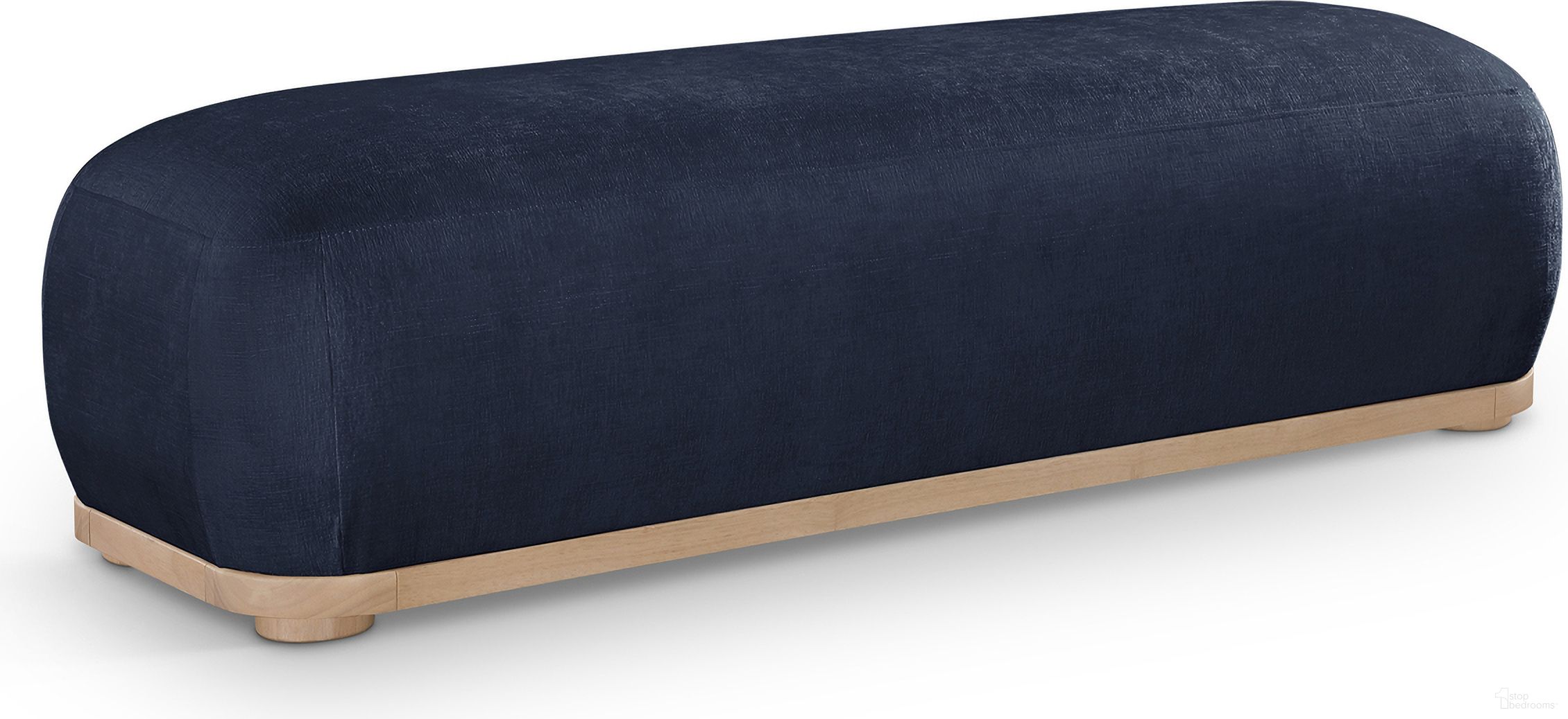 Calum Chenille Fabric Bench In Navy
