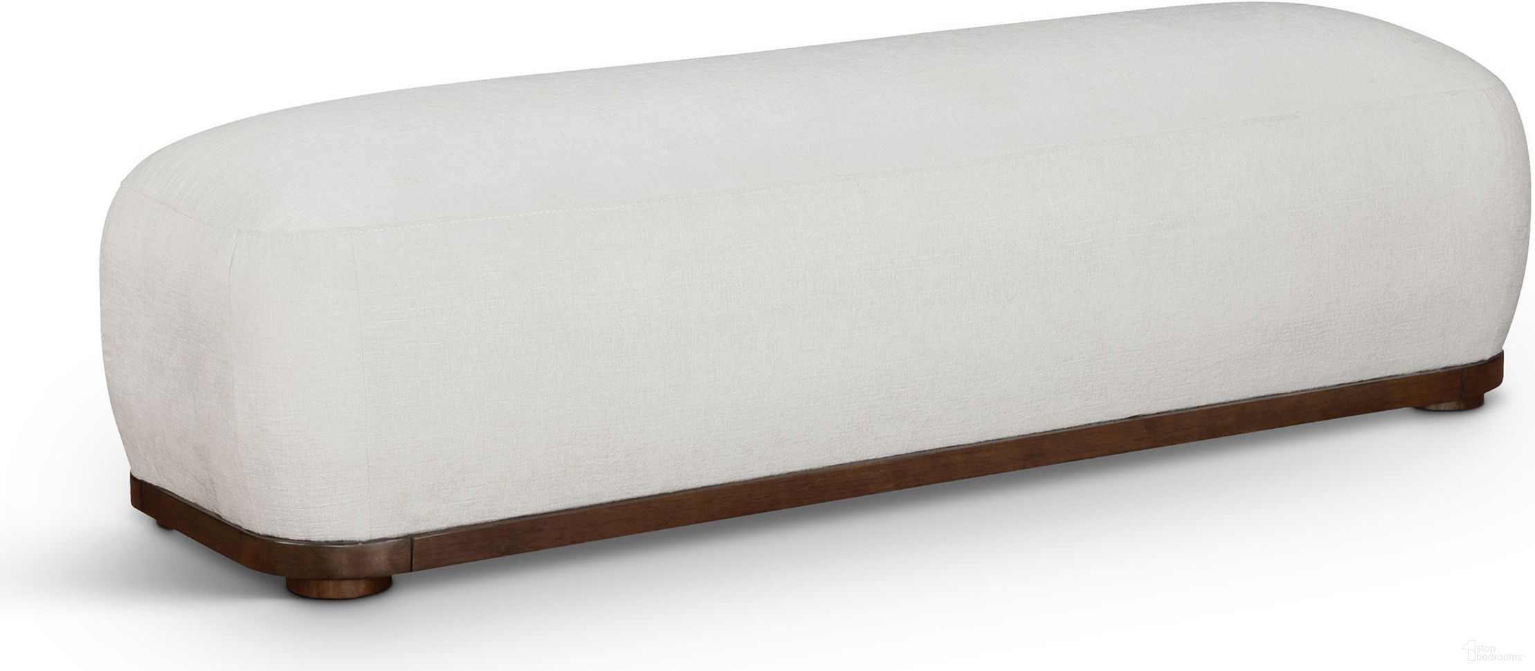 The appearance of Calum Chenille Fabric Bench In Walnut designed by Meridian in the transitional interior design. This cream/walnut piece of furniture was selected by 1StopBedrooms from Calum Collection to add a touch of cosiness and style into your home. Sku: 22089Cream. Material: Chenille.