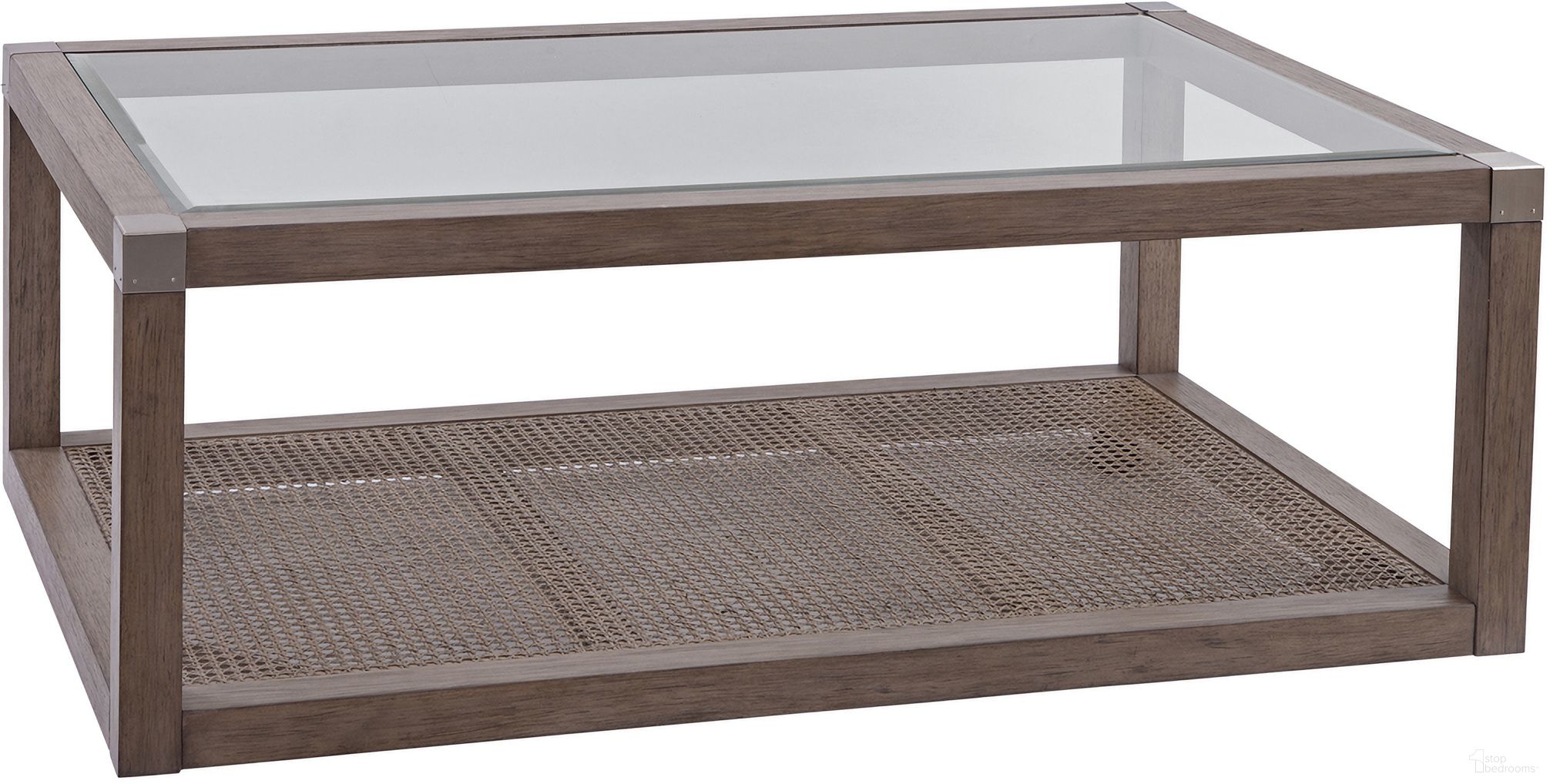 The appearance of Calum Rectangle Cocktail Table In Natural Driftwood designed by Bassett Mirror Company in the country / farmhouse interior design. This natural driftwood piece of furniture  was selected by 1StopBedrooms from Calum Collection to add a touch of cosiness and style into your home. Sku: 9675-LR-100. Material: Rubberwood.
