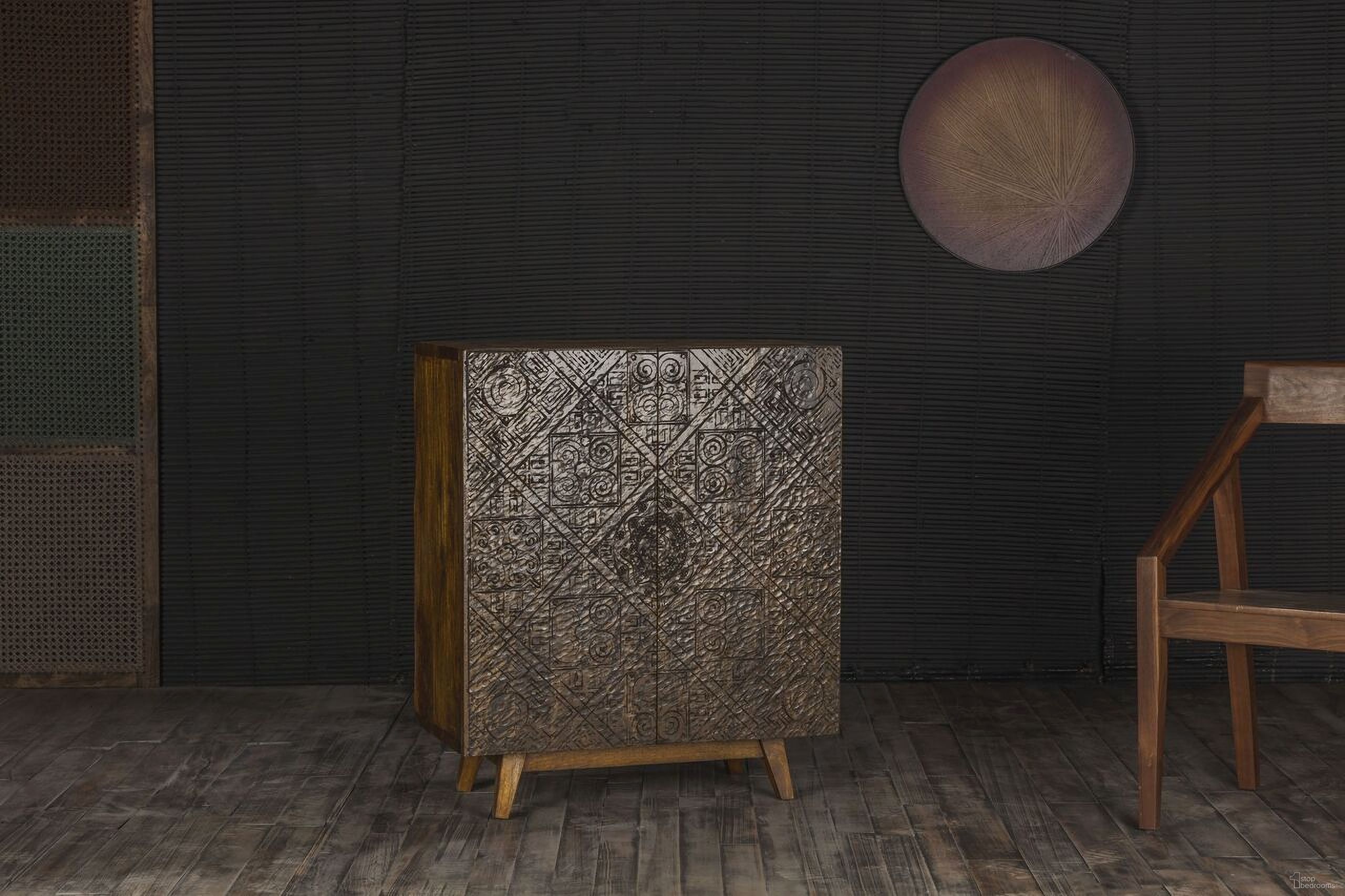 The appearance of Calvary Console Cabinet In Brown designed by ACME in the rustic / southwestern interior design. This brown piece of furniture  was selected by 1StopBedrooms from Calvary Collection to add a touch of cosiness and style into your home. Sku: 97764. Material: Mango Wood.
