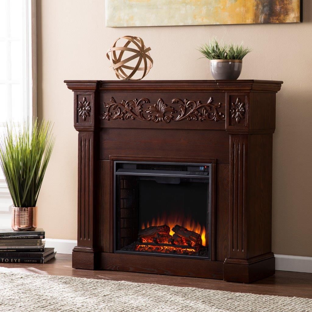 Calvert Carved Electric Fireplace In Espresso