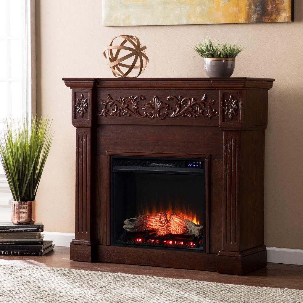 Calvert Carved Touch Screen Electric Fireplace In Espresso