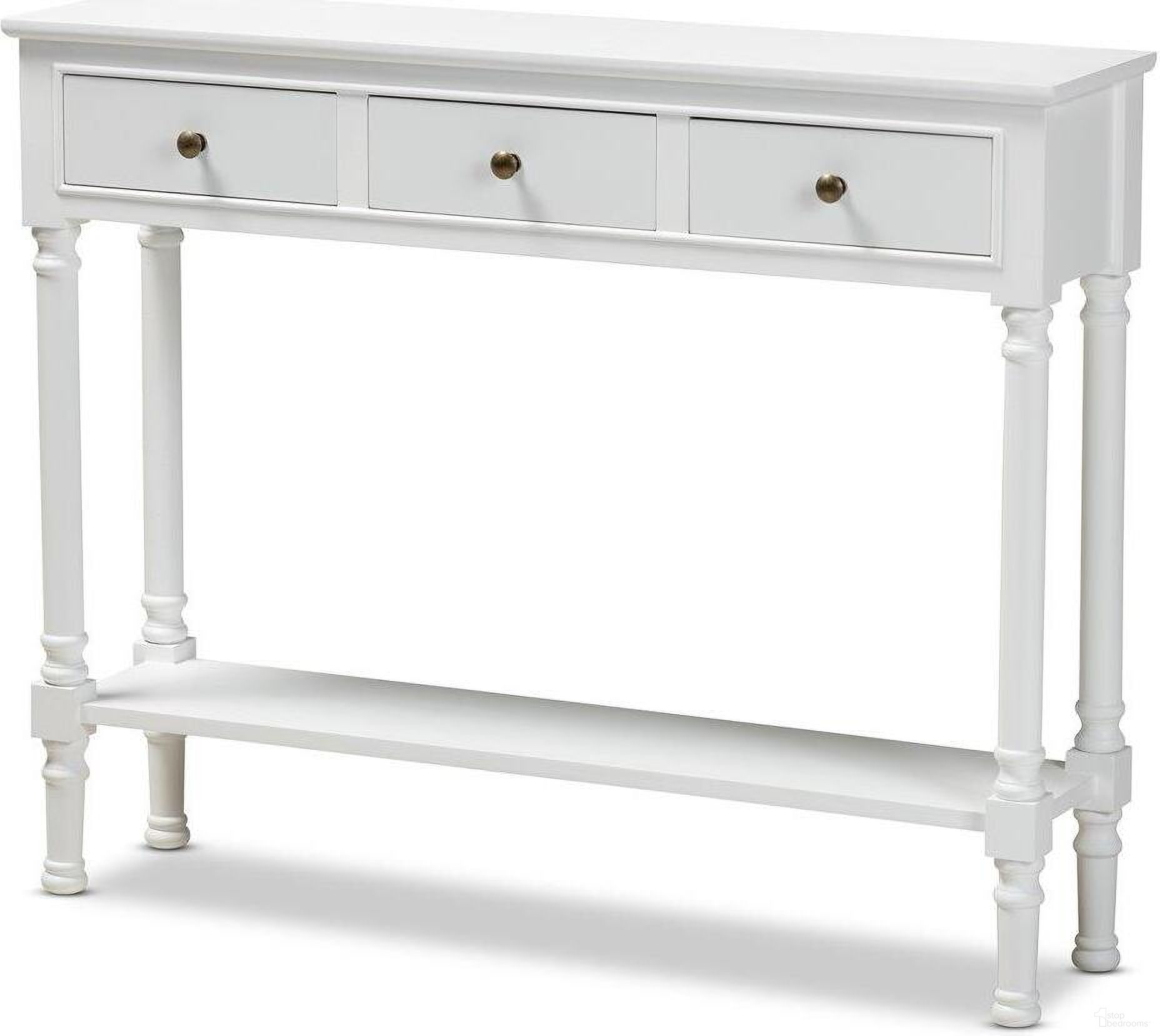 The appearance of Calvin Classic and Traditional French Farmhouse White Finished Wood 3-Drawer Entryway Console Table designed by Baxton Studio in the traditional interior design. This white piece of furniture was selected by 1StopBedrooms from Calvin Collection to add a touch of cosiness and style into your home. Sku: WERPL-02-White-Console. Material: MDF.