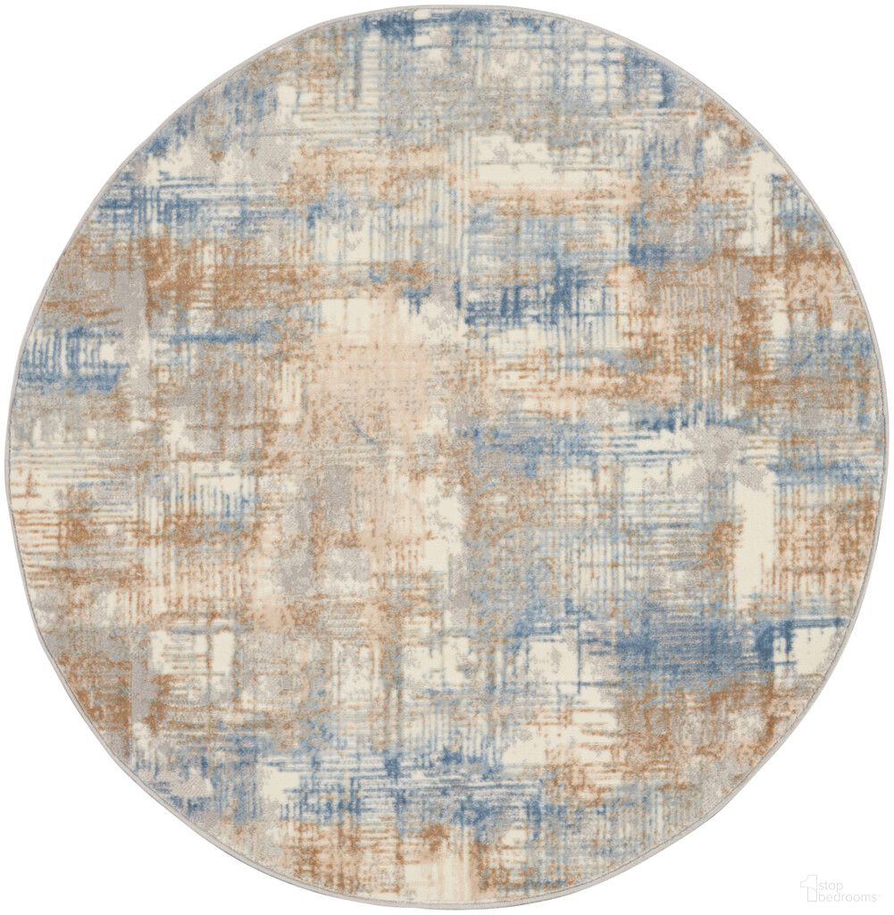 The appearance of Calvin Klein Rush 4' x 4' Round Indoor Rug In Blue and Beige designed by Nourison in the modern / contemporary interior design. This blue and beige piece of furniture was selected by 1StopBedrooms from Rush Collection to add a touch of cosiness and style into your home. Sku: 99446818768. Material: Polypropylene.