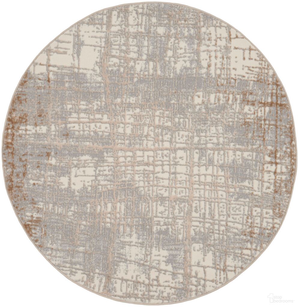 Calvin Klein Rush 4' x 4' Round Indoor Rug In Ivory and Taupe